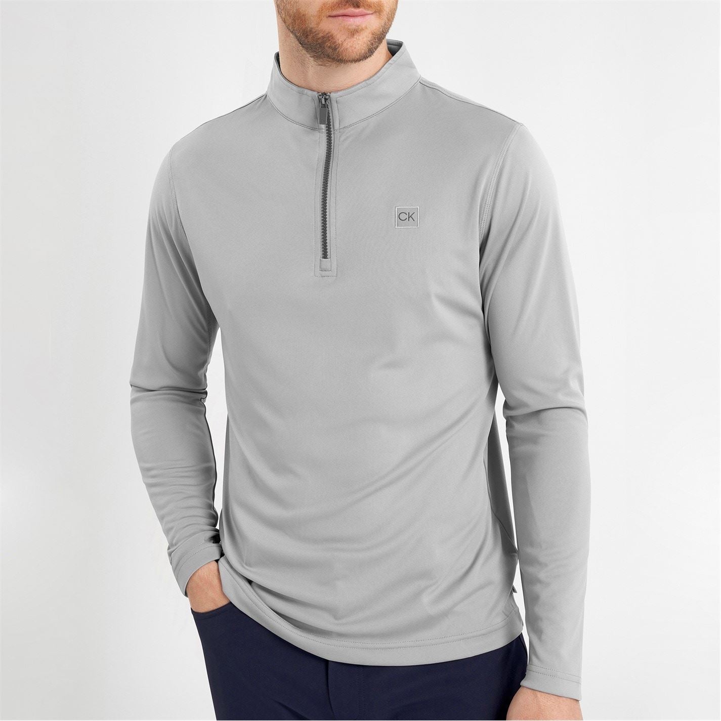 Calvin Klein Golf Regular Fit Zip Neck Long Sleeve Sweatshirt