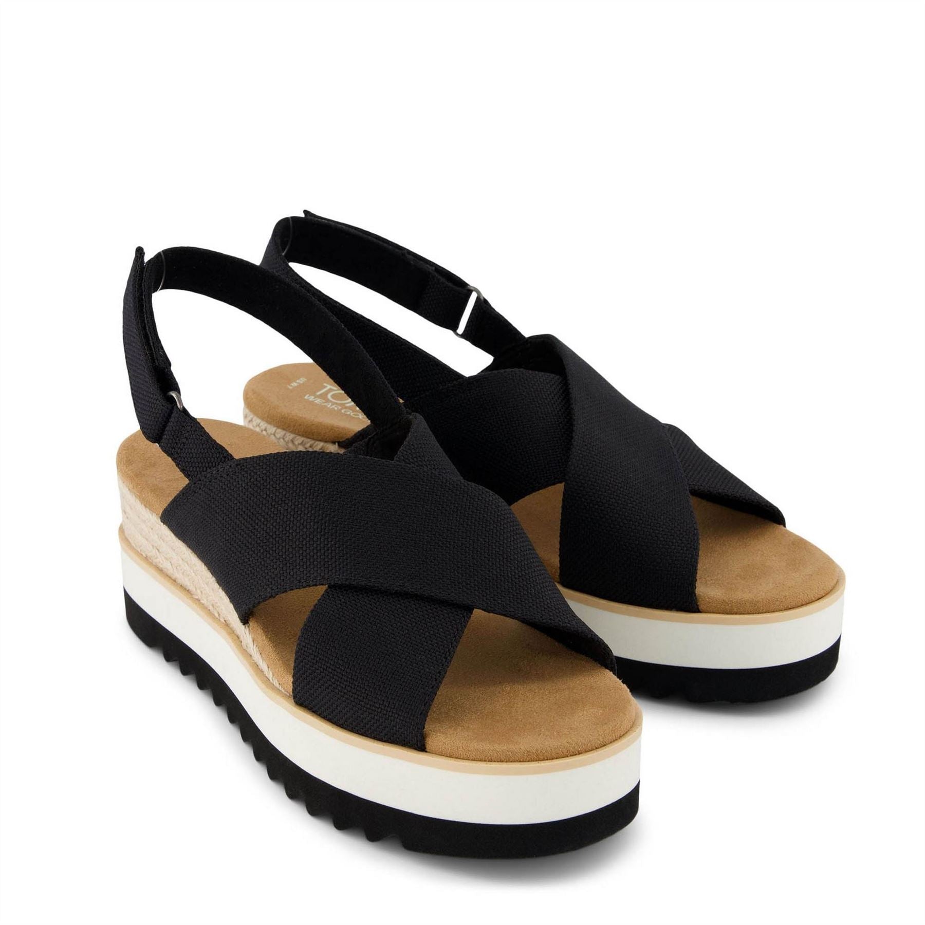 Toms Diana Crossover Strap Open Toe Flat Sandals