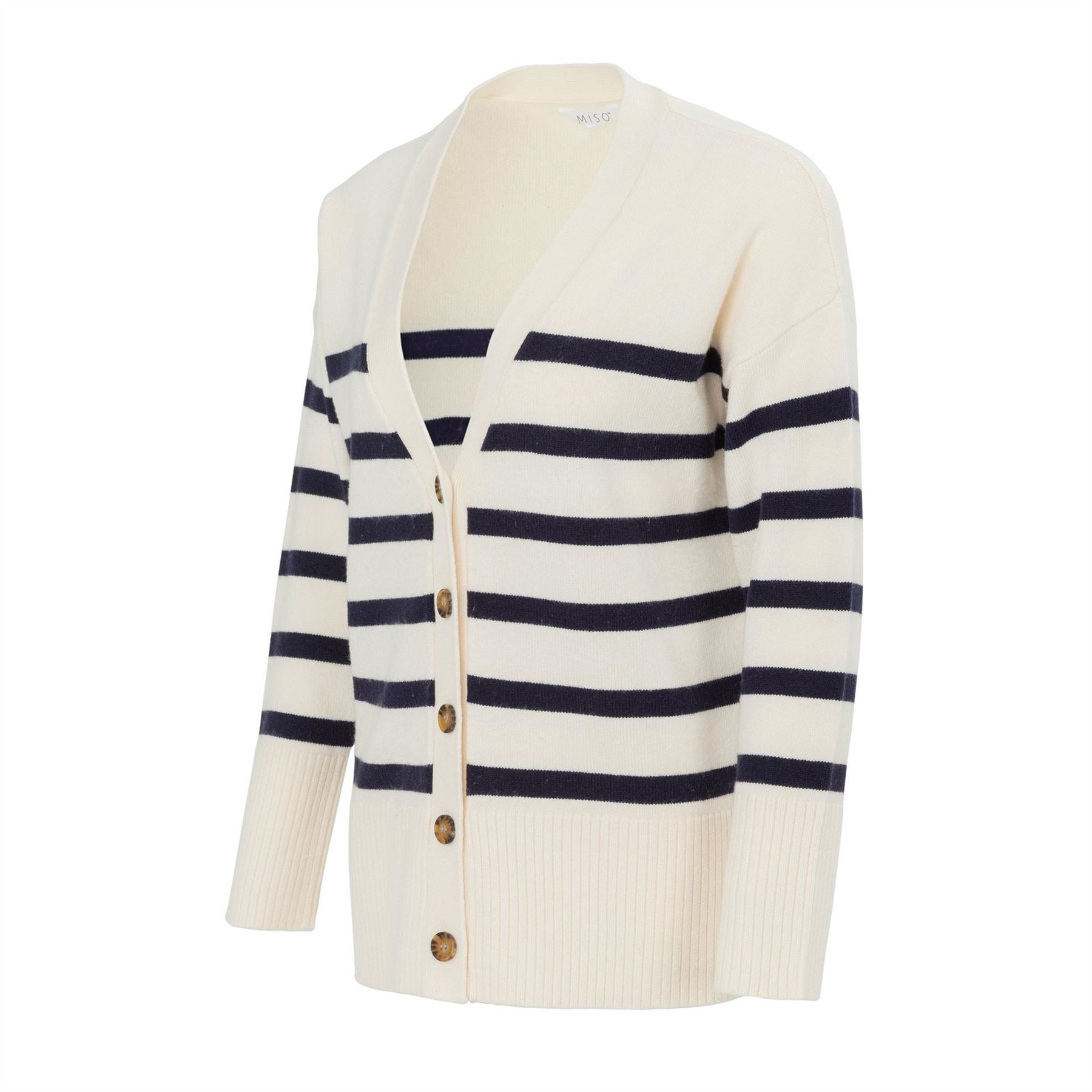Miso V Neck Cuff Stripe Cardigan