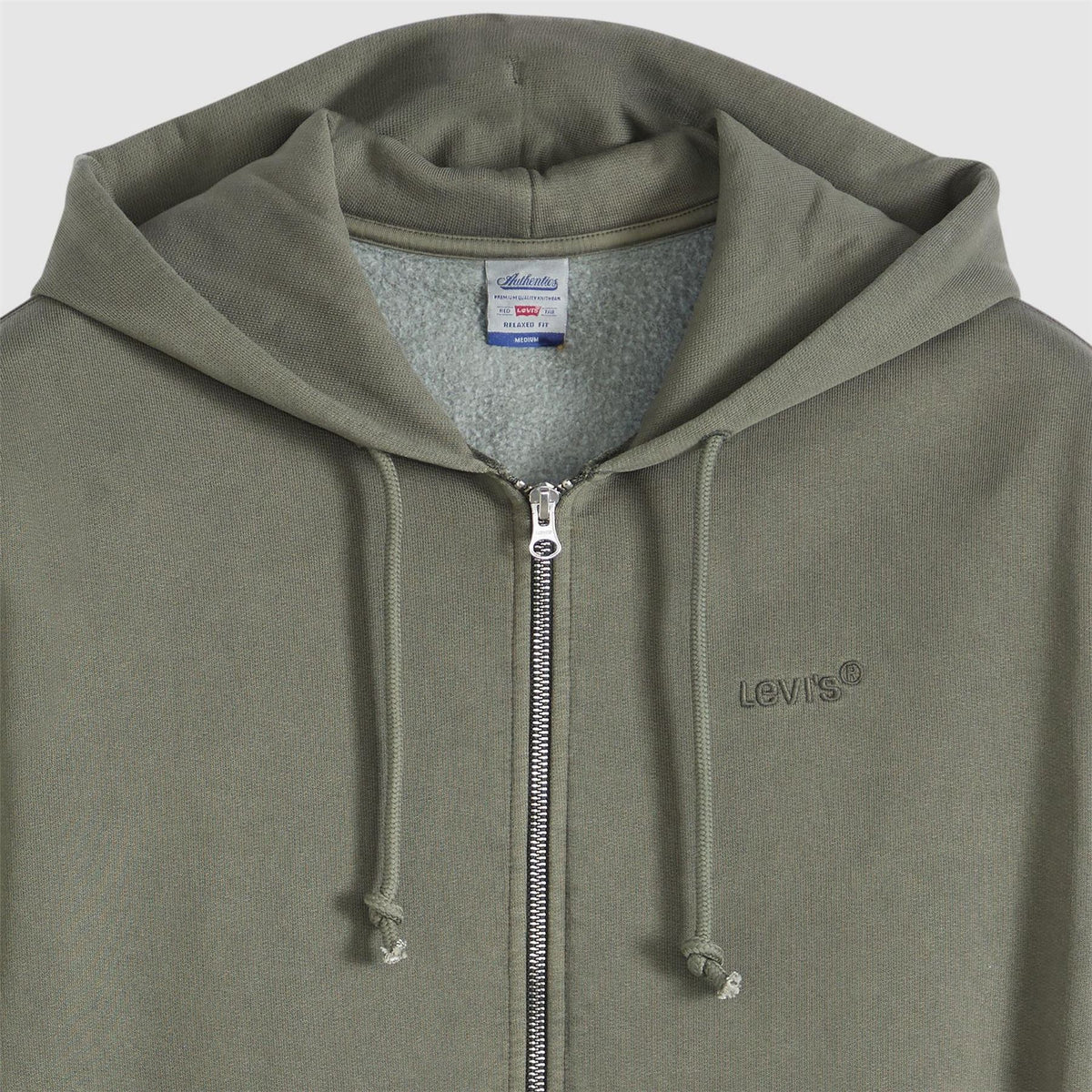 Levis Solid Patterned Hooded Neck Full Zipper Ribbed Cuff Sweat Jacket