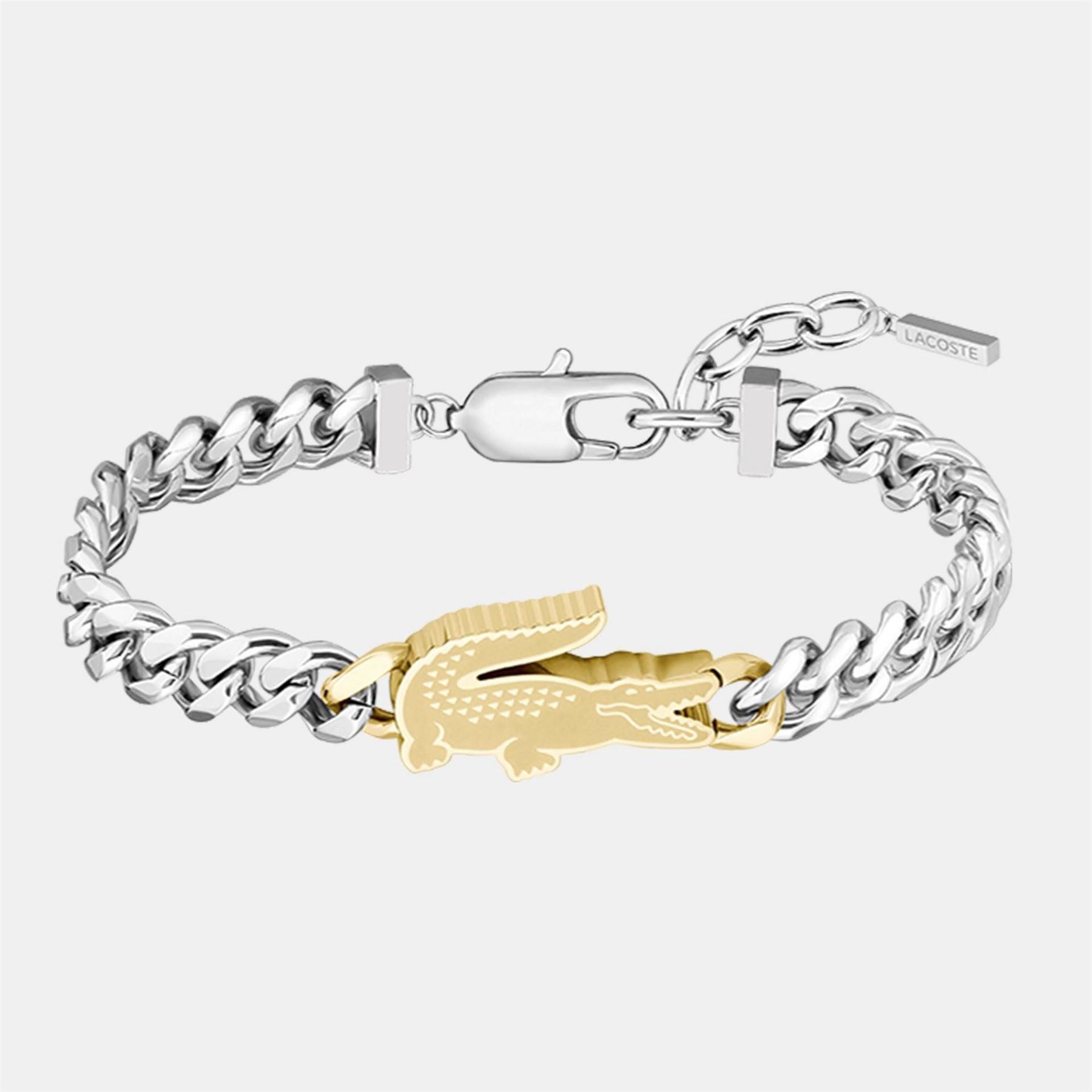 Lacoste Mens Arthor Crocodile Curb Chain Bracelet