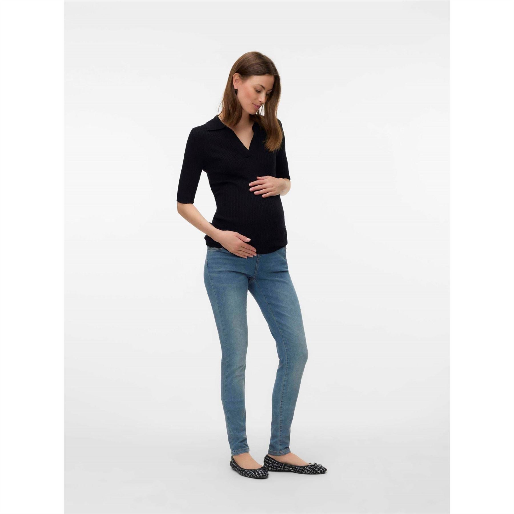 Mamalicious V-Neck Three-Quarter Sleeve Sweatshirt