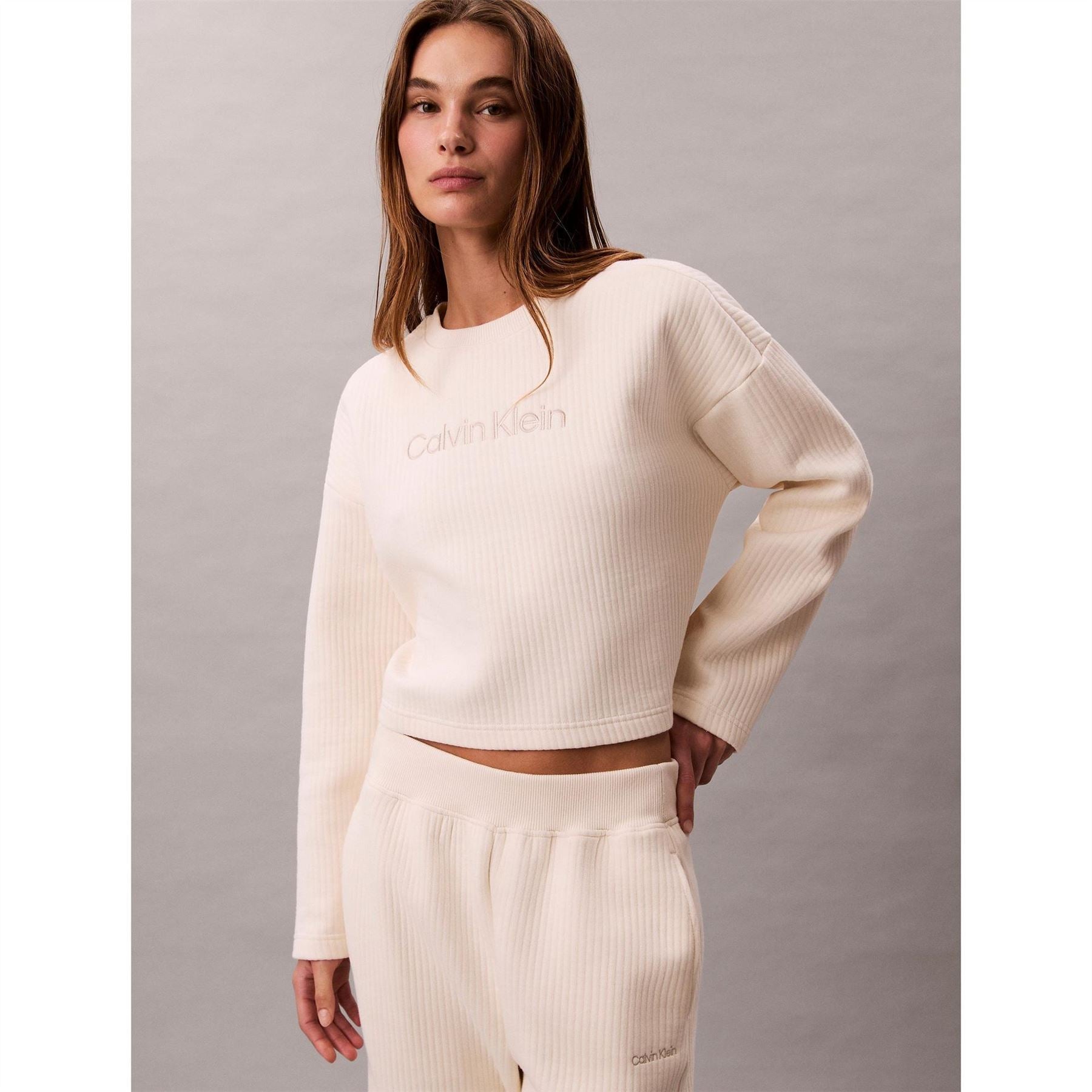 Calvin Klein Embroidered Crew Neck Long Sleeve Sweatshirt