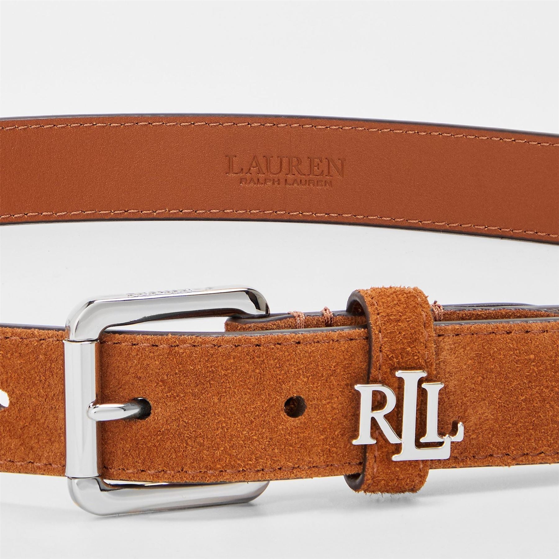Lauren by Ralph Lauren Leather Logo Pin Buckle Belt