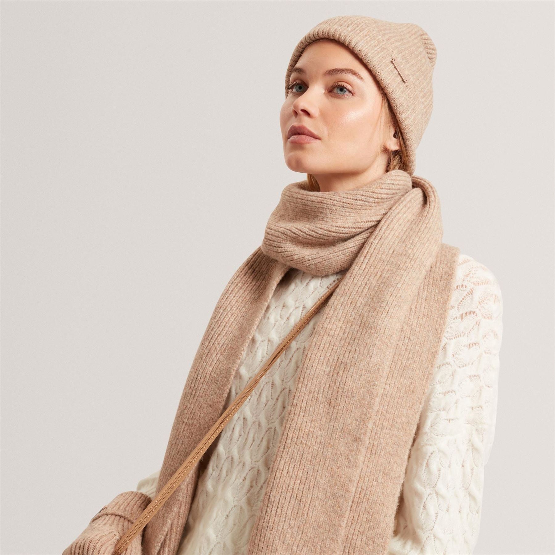 Ted Baker Ribbed Knit Scarf with Logo