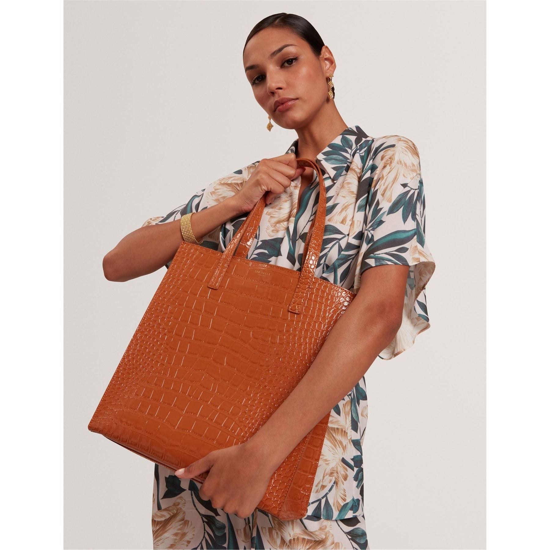Ted Baker Croc Icon Snake Skin Textured Embossed Tote