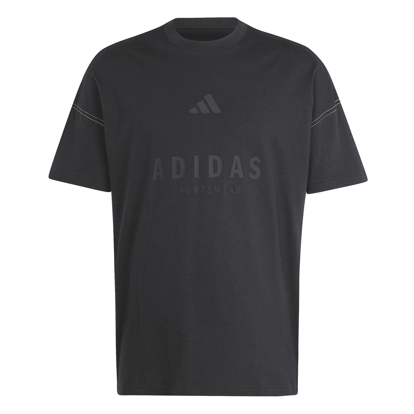 adidas Printed Logo Text Graphic Crew Neck Short Sleeve T-Shirt