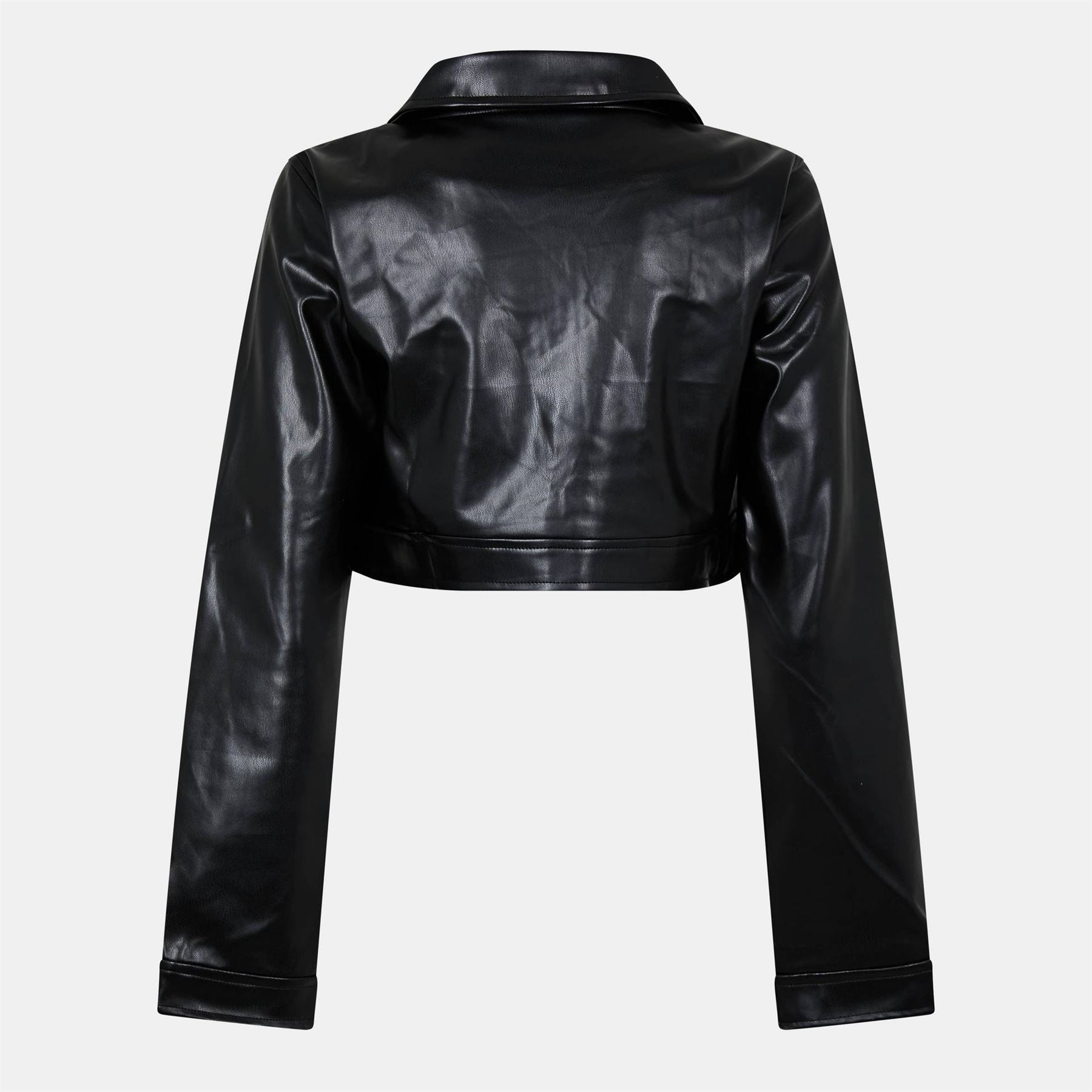 Missy Empire Womens Cropped Faux Leather Biker Jacket