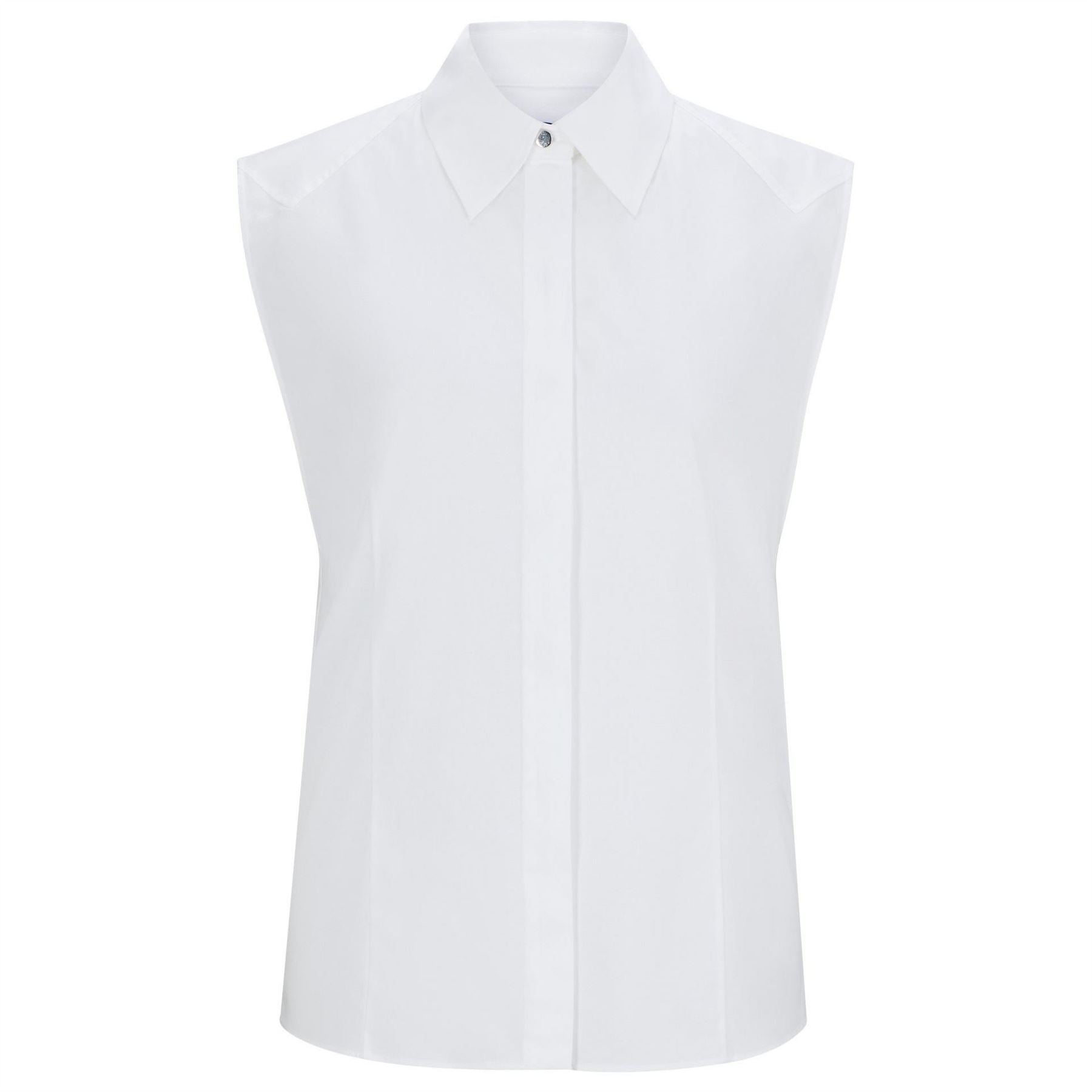 Boss Collared Neck Point Collar Sleeveless Blouse