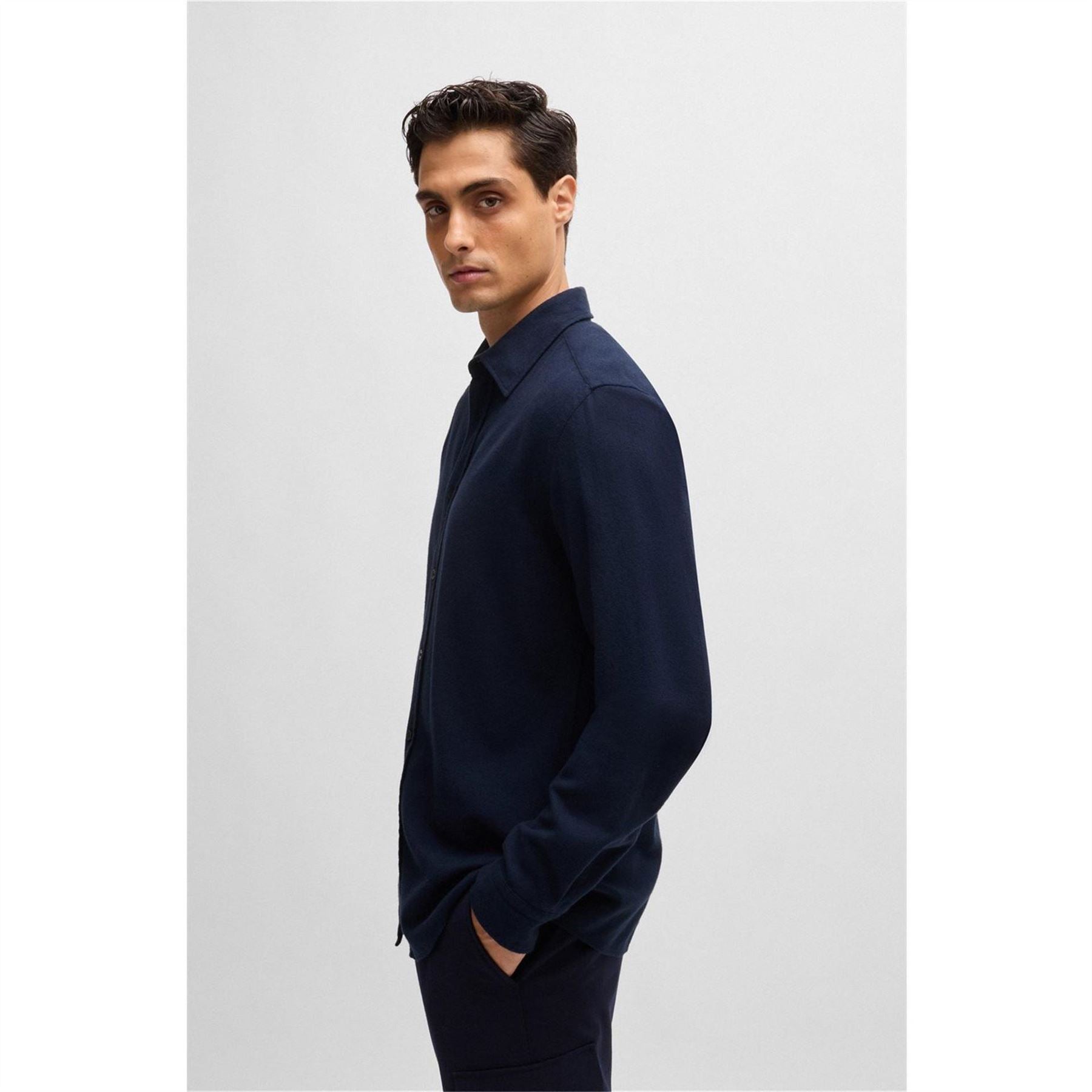 Boss C Roan Kent C 244 Black Long Sleeve Plain Shirt