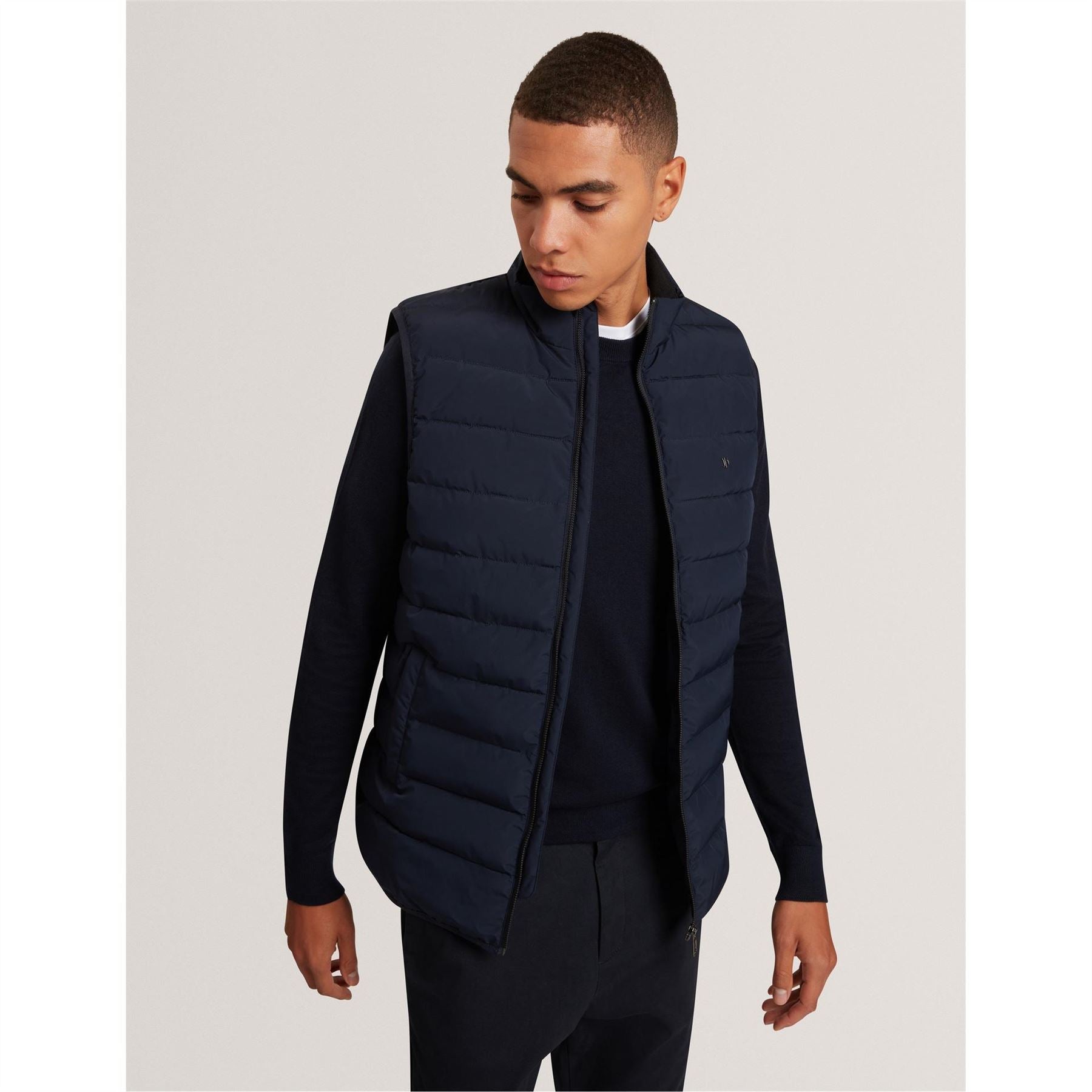 Ted Baker Quilted Horizontal Stripe Puffer Coat