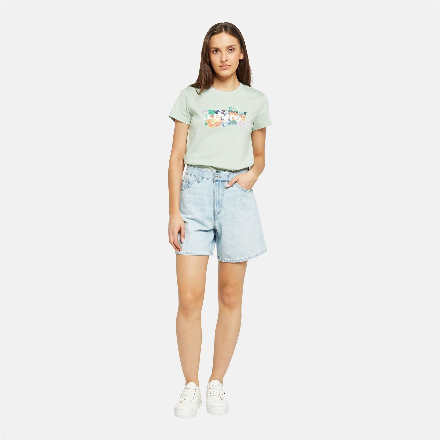 Levis High Baggy Fit Denim Bermuda Shorts