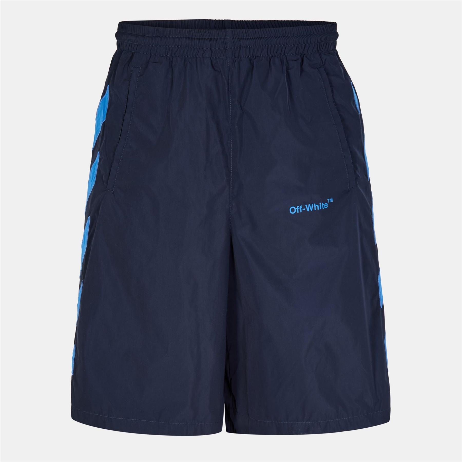 Off White Diagonal Bermuda Shorts with Elasticated Waistband