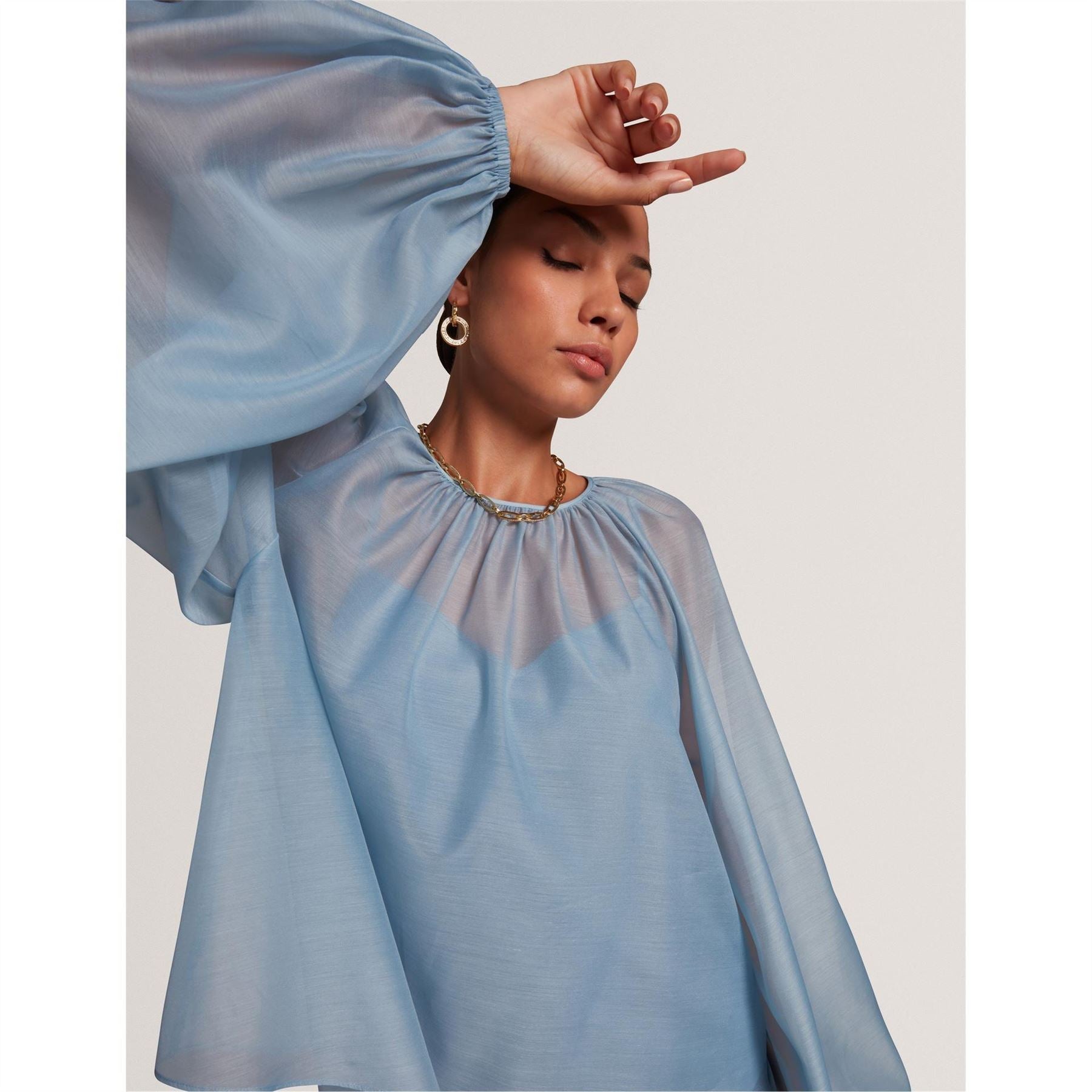 Ted Baker Balloon Sleeve Crew Neck Peasant Blouse