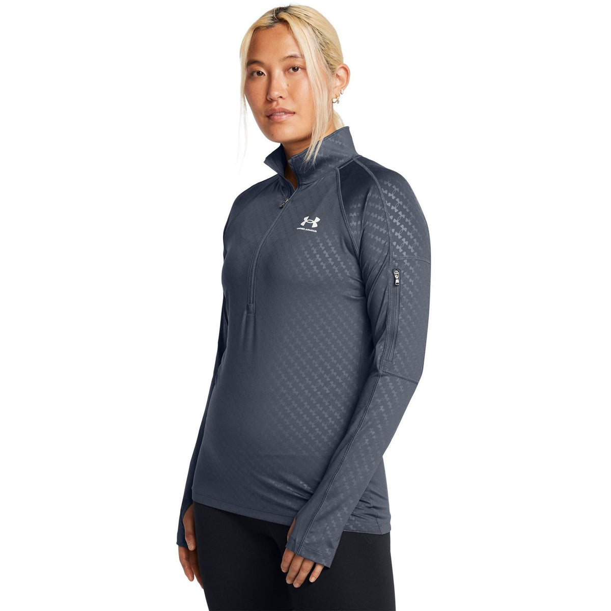 Under Armour Emboss 1 2 Zip Slim Fit Performance Tracksuit Top