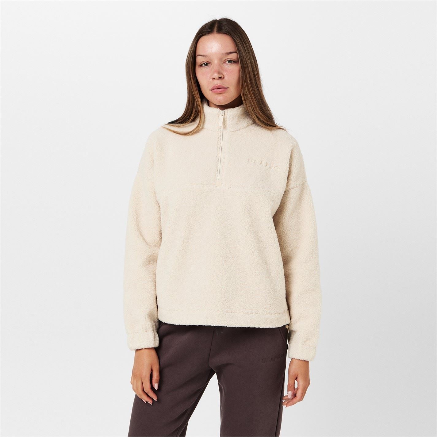 USA Pro Womens Borg Quarter Zip Fleece