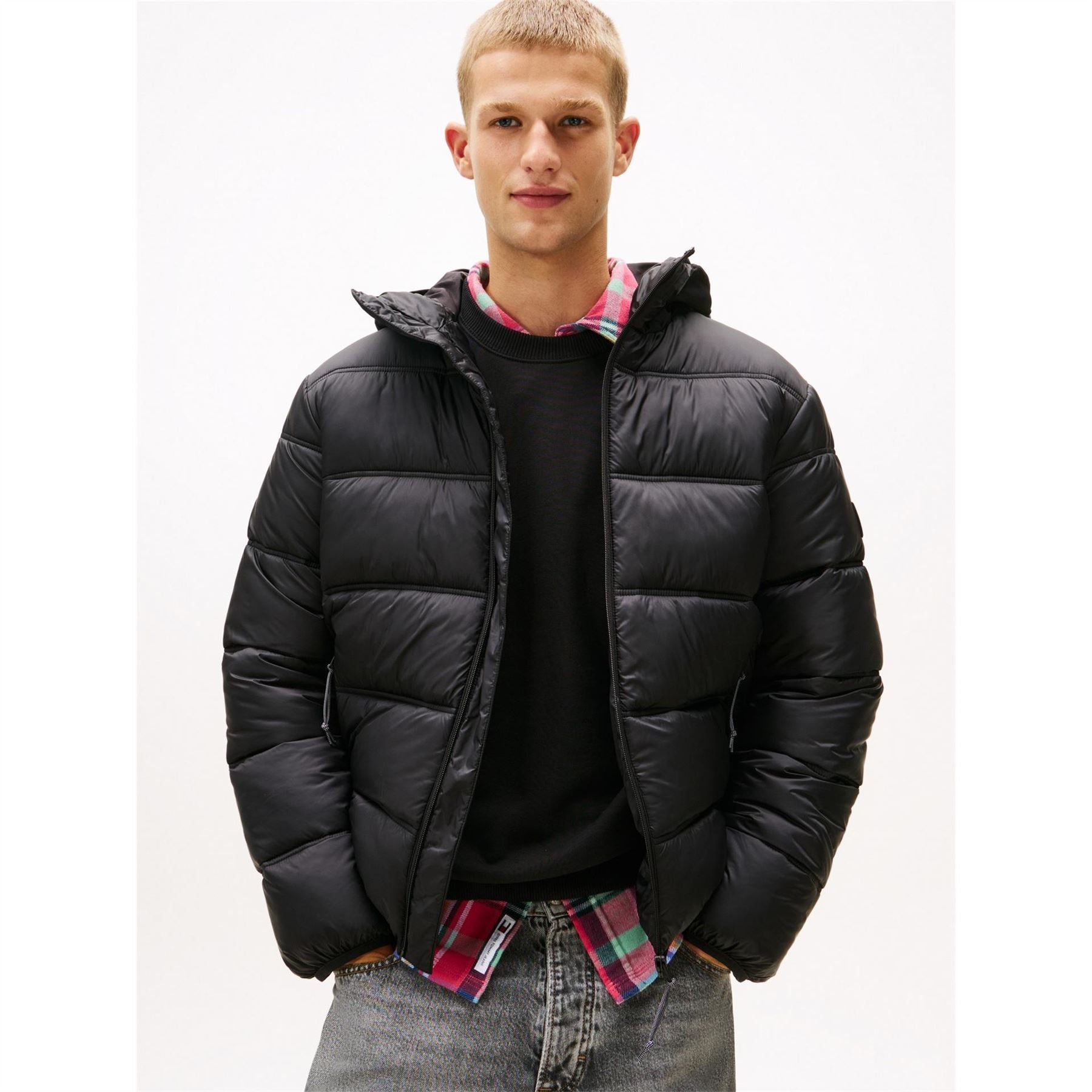 Tommy Jeans Logo Hooded Full Zip Short Puffer Jacket
