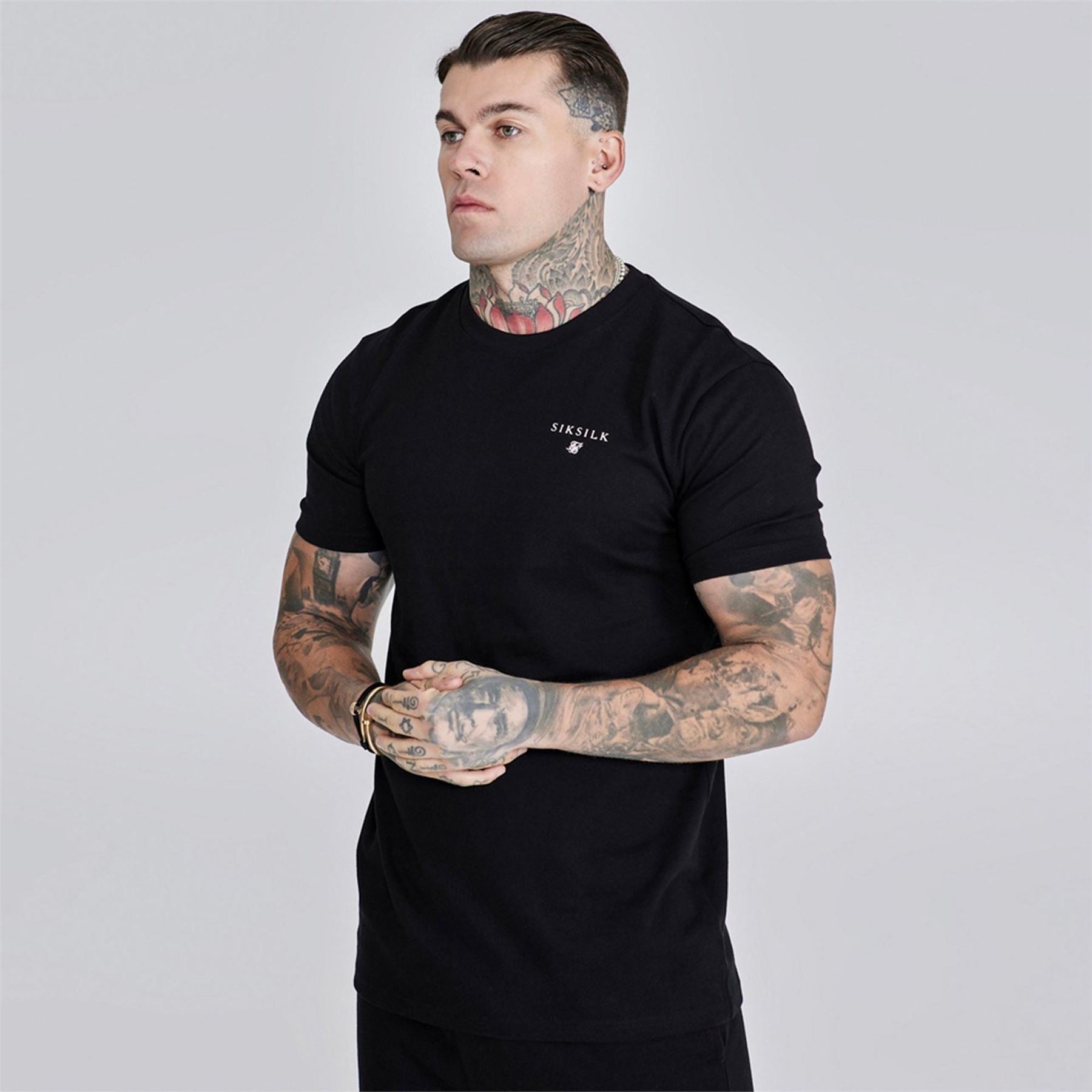 SikSilk Lettering Crew Neck Short Sleeve T-Shirt and Short Set