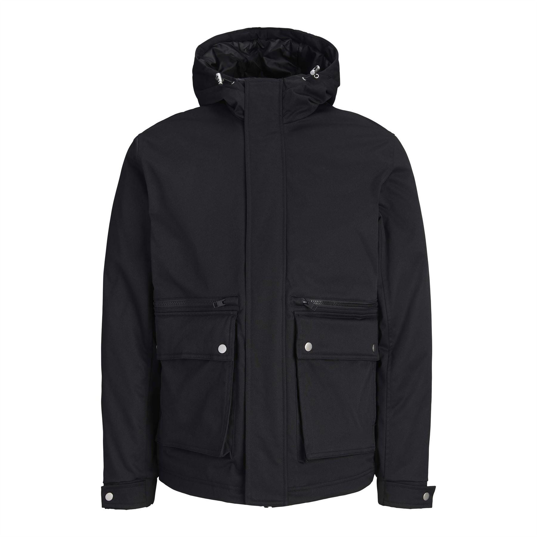 Jack and Jones Wolf Hooded Parka Coat with Snap Button Closure