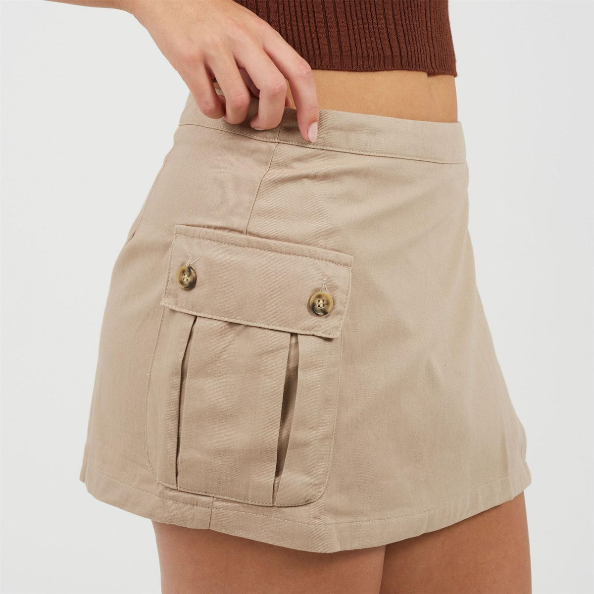 Brave Soul Womens Wrap Mini Skirt With Pocket Detail