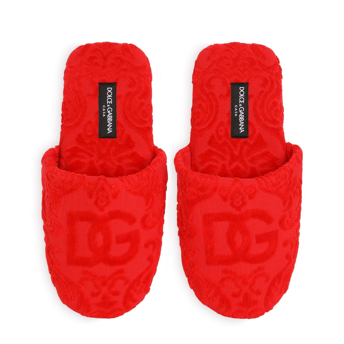 Dolce and Gabbana Casa Jaquard Slippers   Red