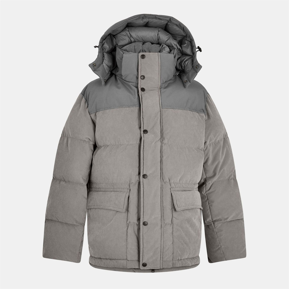 Boss Solid Patterned Hooded Snap Button Parka Coat with Flap and Zipped Pocket