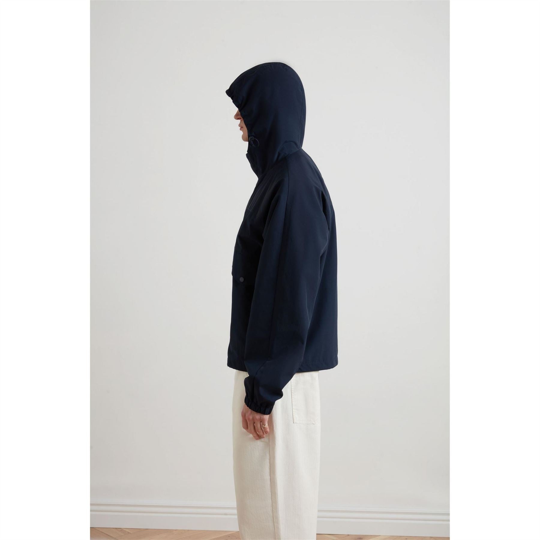 Farah Shenley Solid Patterned Hooded Snap Button Windbreaker