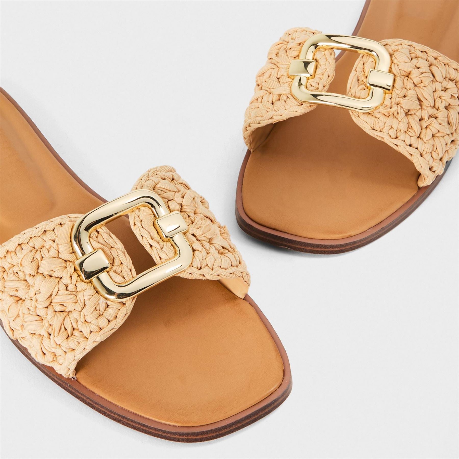 Aldo Textured Open Toe Flat Heel Slides