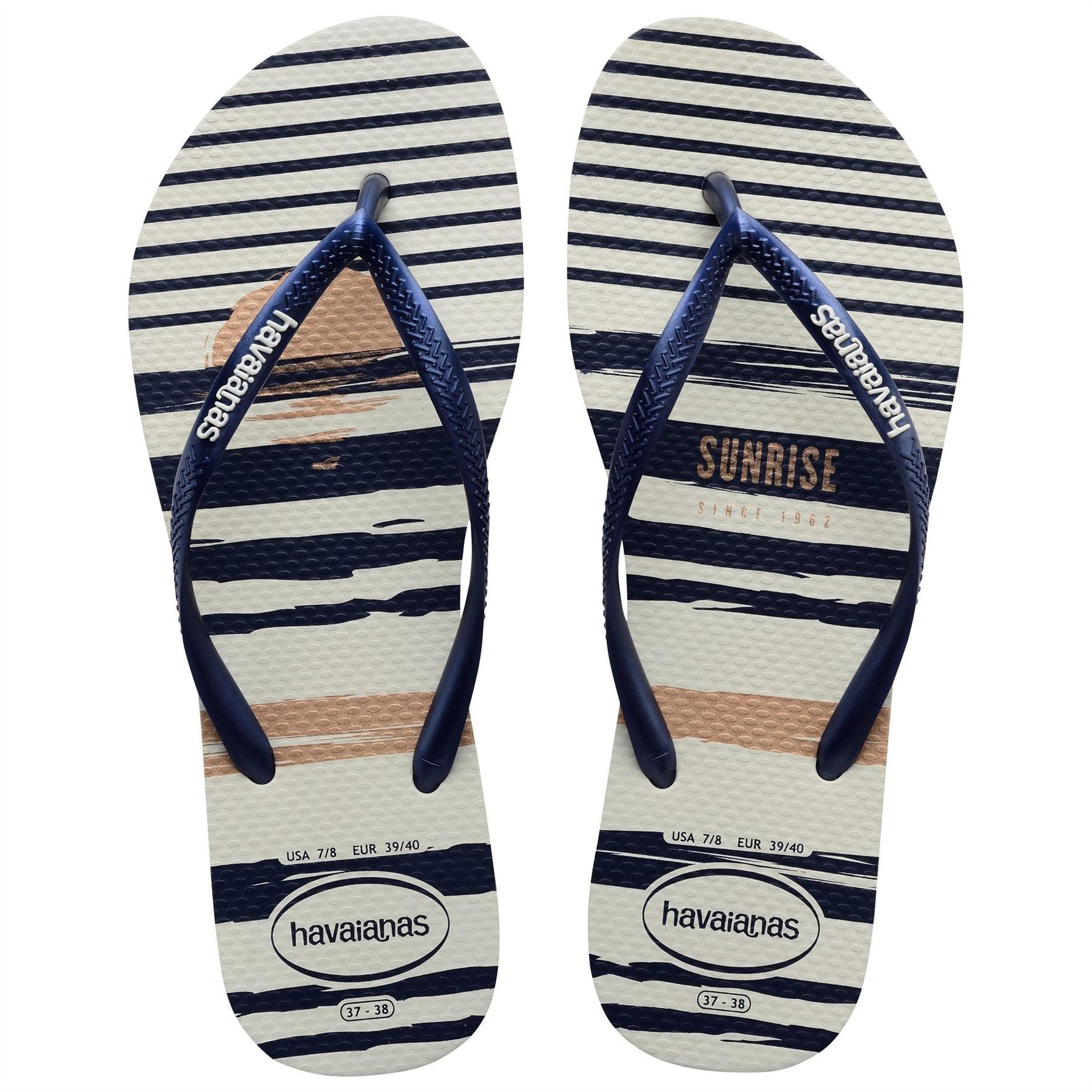 Havaianas Womens Hav. Slim Nautical White Navy White Flip Flops