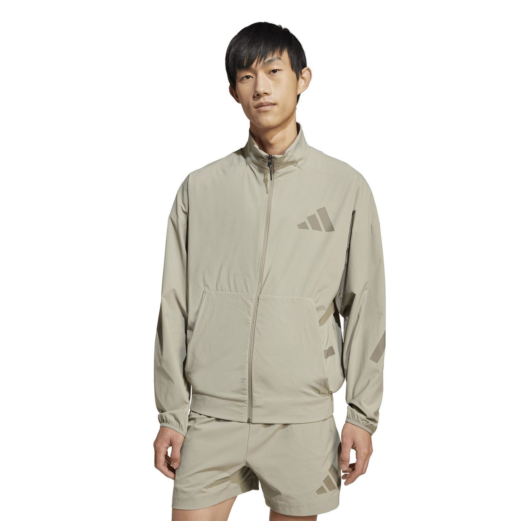 adidas Z.N.E Solid Patterned Zipped Pocket Track Jacket with Logo