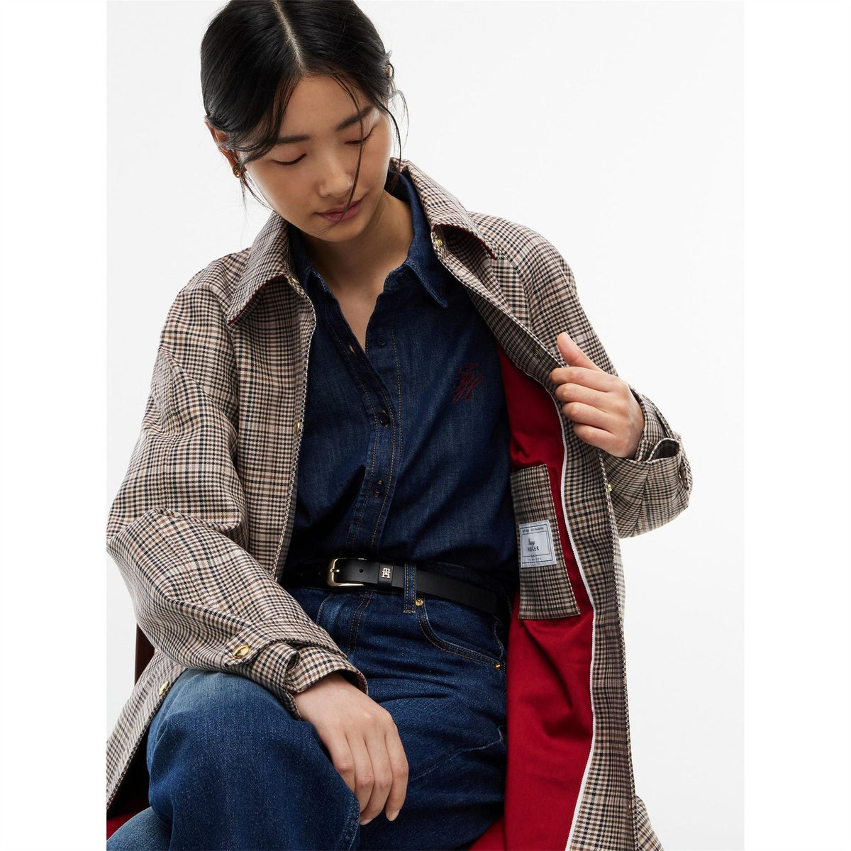 Tommy Hilfiger Check Cotton Trench Coat