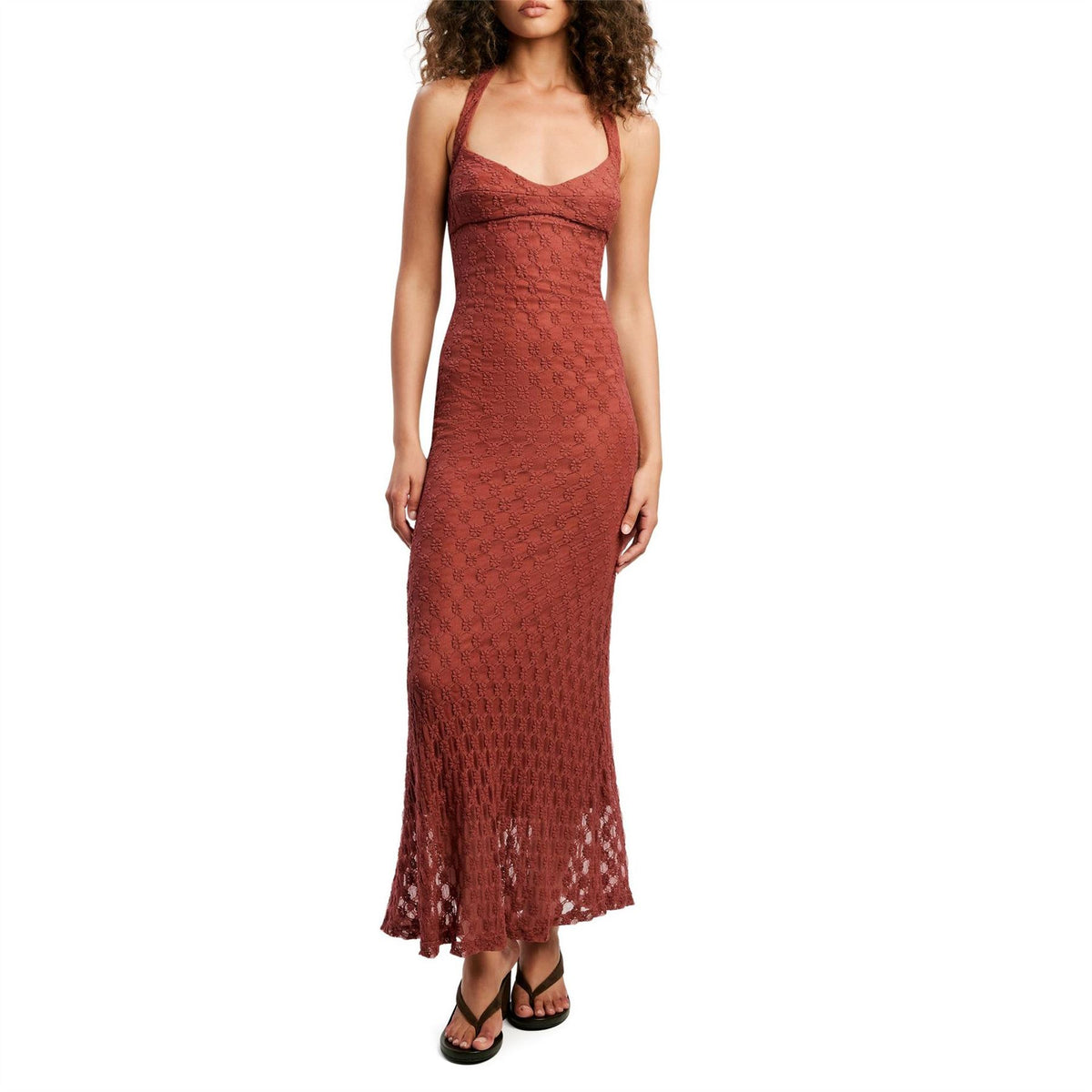 Bardot Mariko Halter Neck Long Maxi Dress