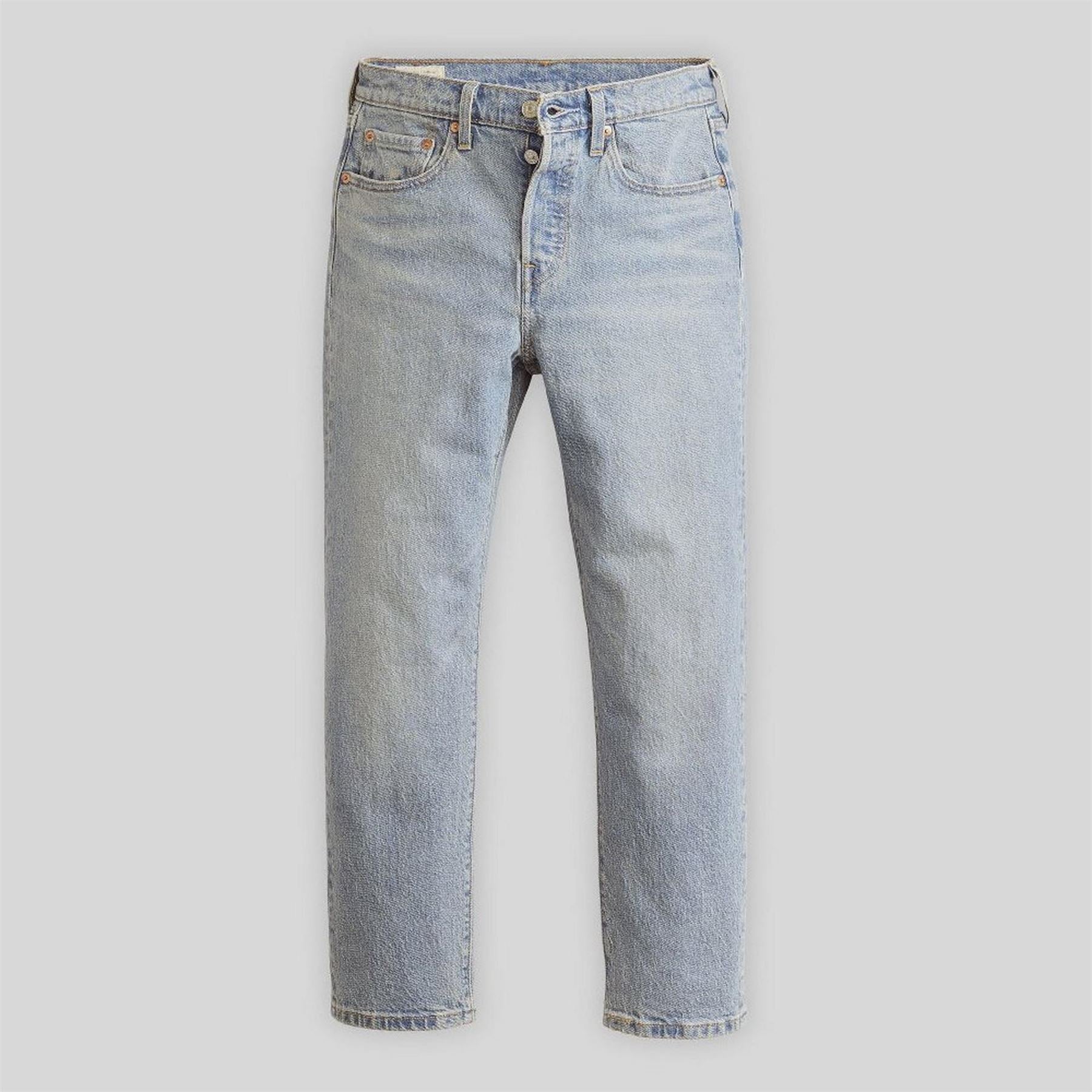 Levis 501 Cropped Mid Rise Cotton Straight Leg Jeans
