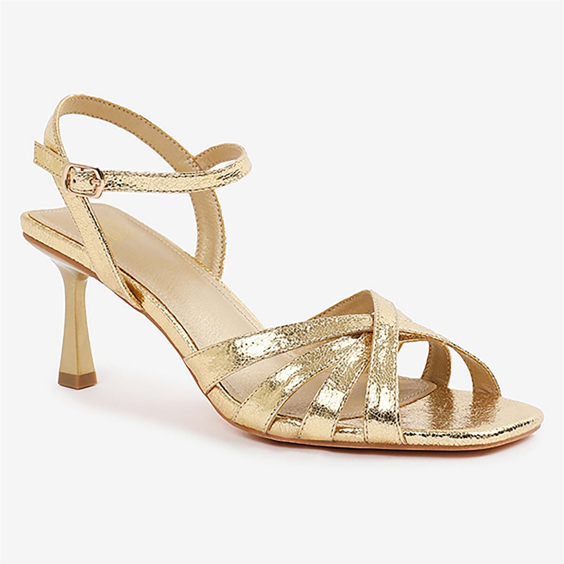 Wheres That From Lizzo Metallic Open Toe Stiletto Heel Sandals
