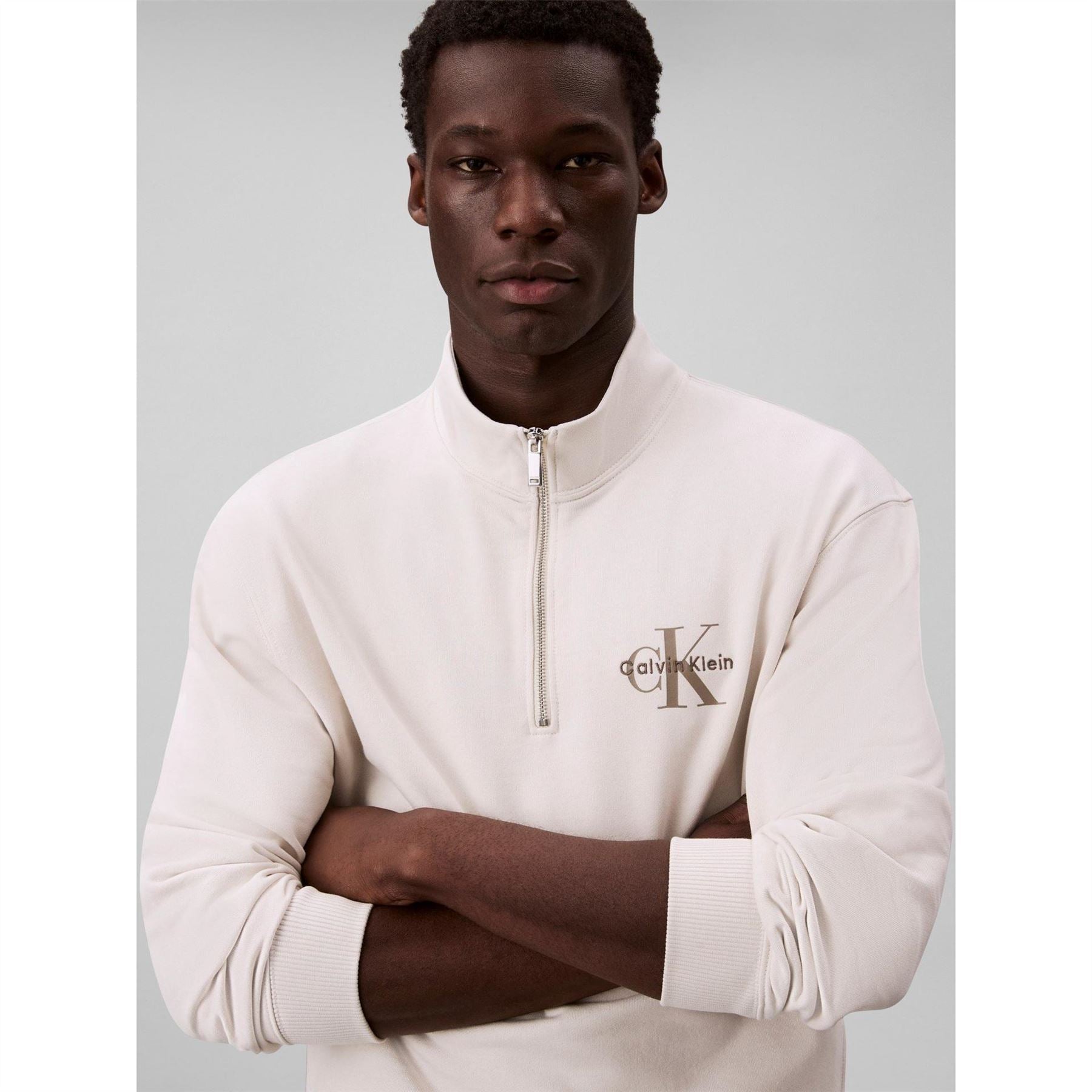 Calvin Klein Jeans Monogram Zip Neck Long Sleeve Sweatshirt
