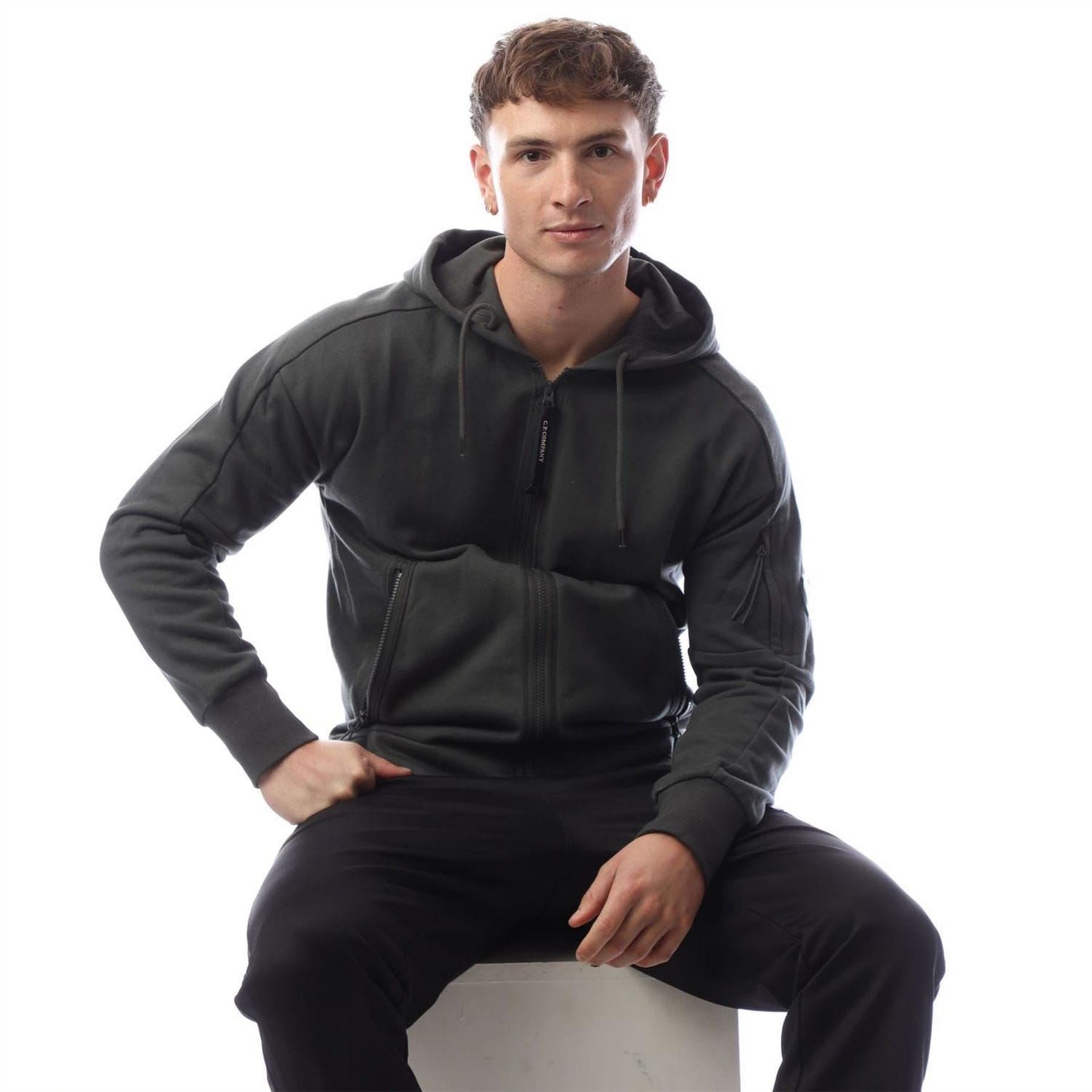 CP Company Raised Fleece Lens Full Zip Hoodie