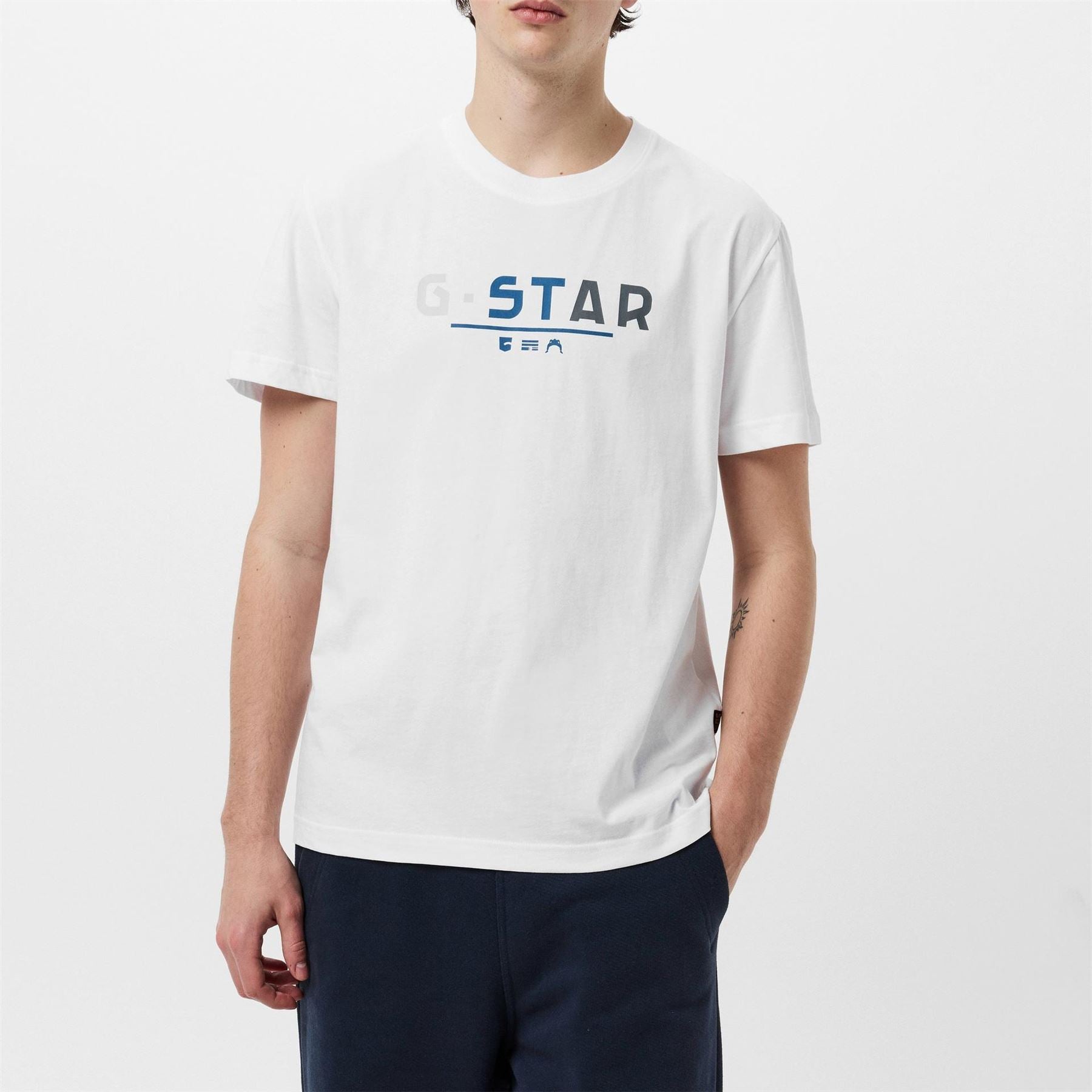 G Star Lettering Crew Neck Regular Fit T-Shirt