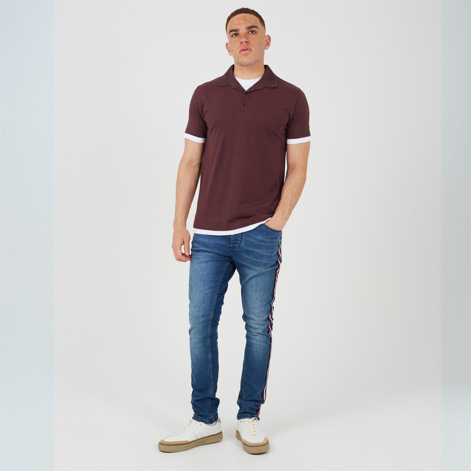 Brave Soul Fit Jeans With Contrast Side Seam Tape Detail