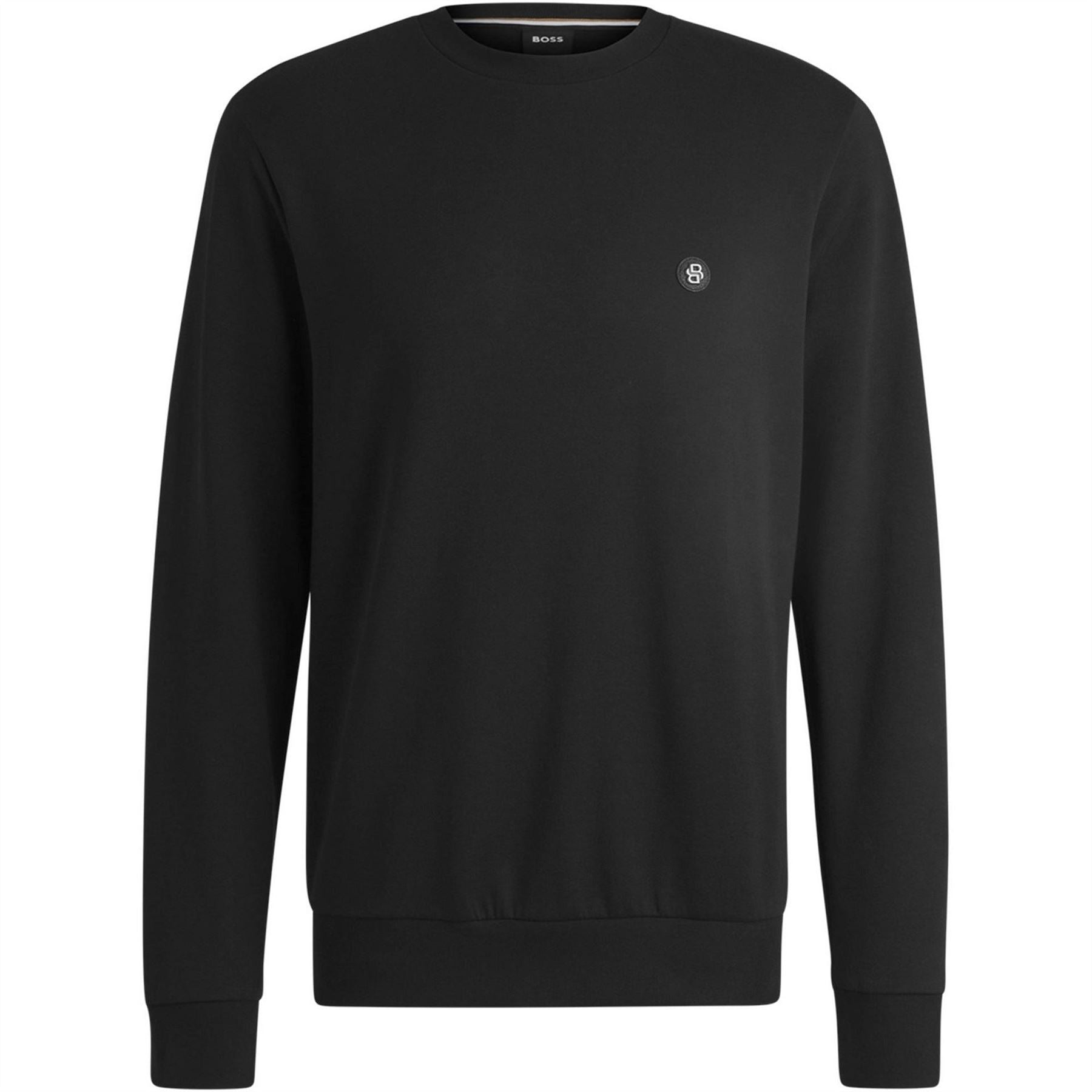 Boss Logo Patch Cotton Long Sleeve Crew Sweatshirt