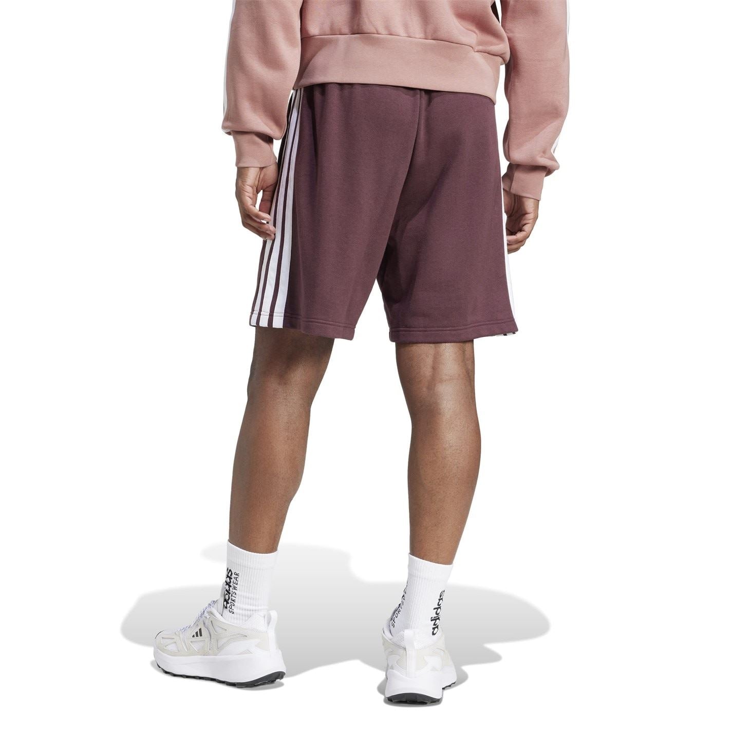 adidas Mens Essentials 3 Stripe Fleece Shorts