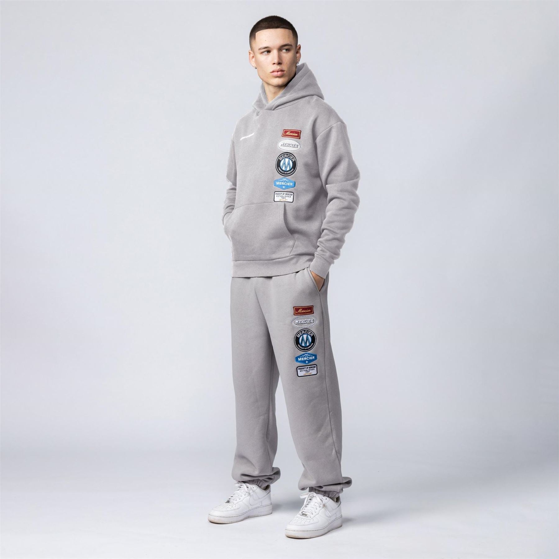 Mercier Badge Hooded Neck Drop Shoulder Sweatshirt