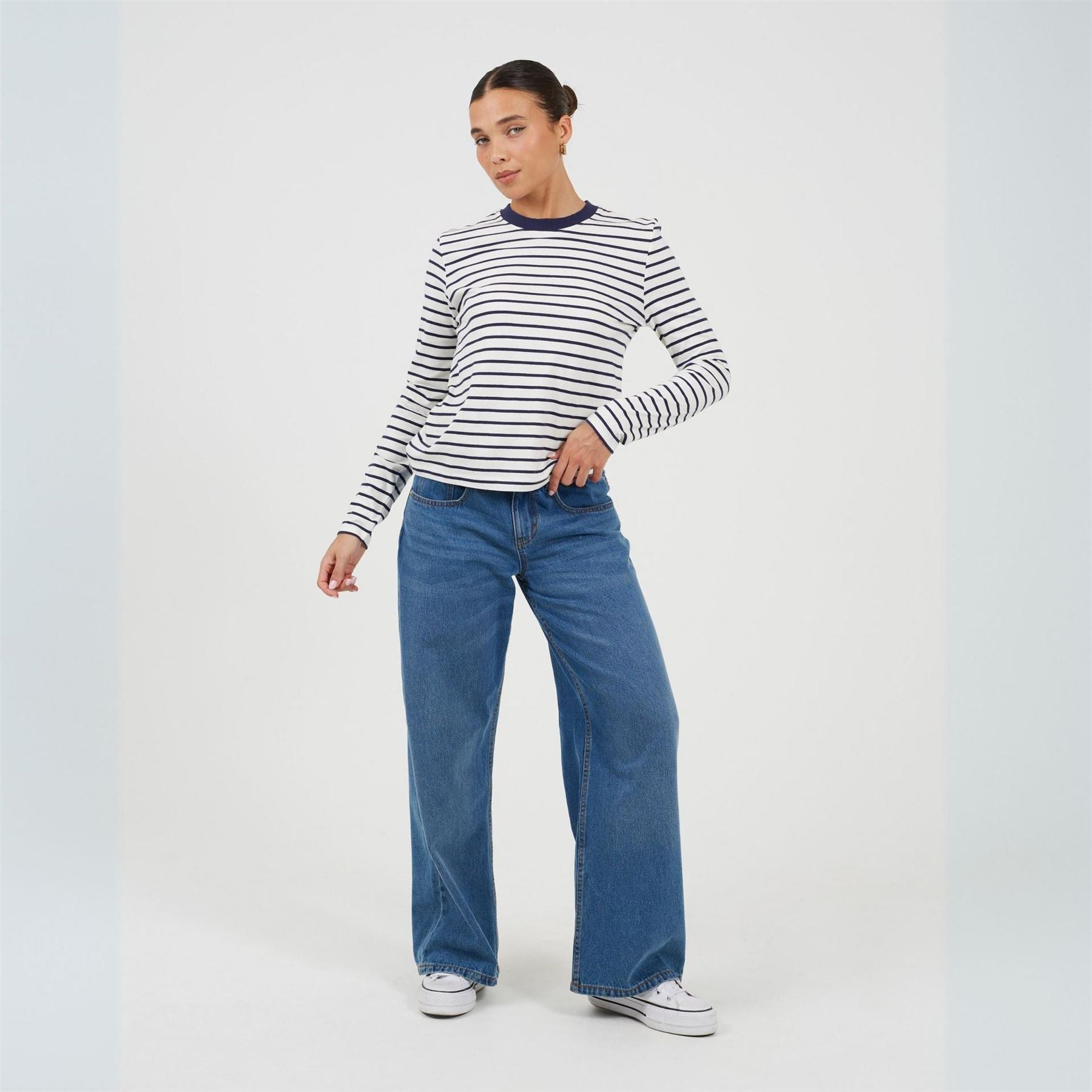 Brave Soul Striped Crew Neck Long Sleeve T-Shirt