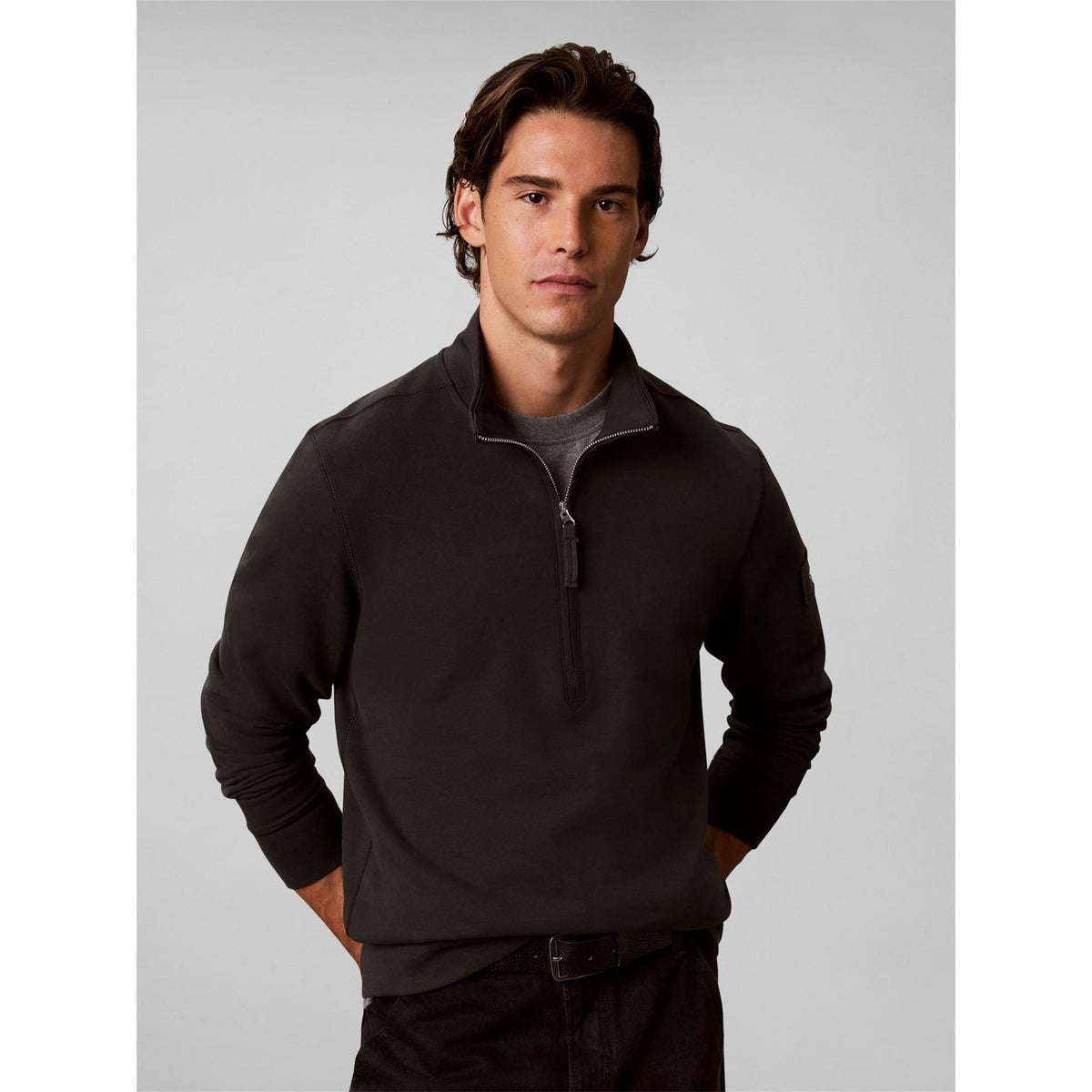 Calvin Klein Jeans Badge 1 4 Zip Cotton Fleece Top