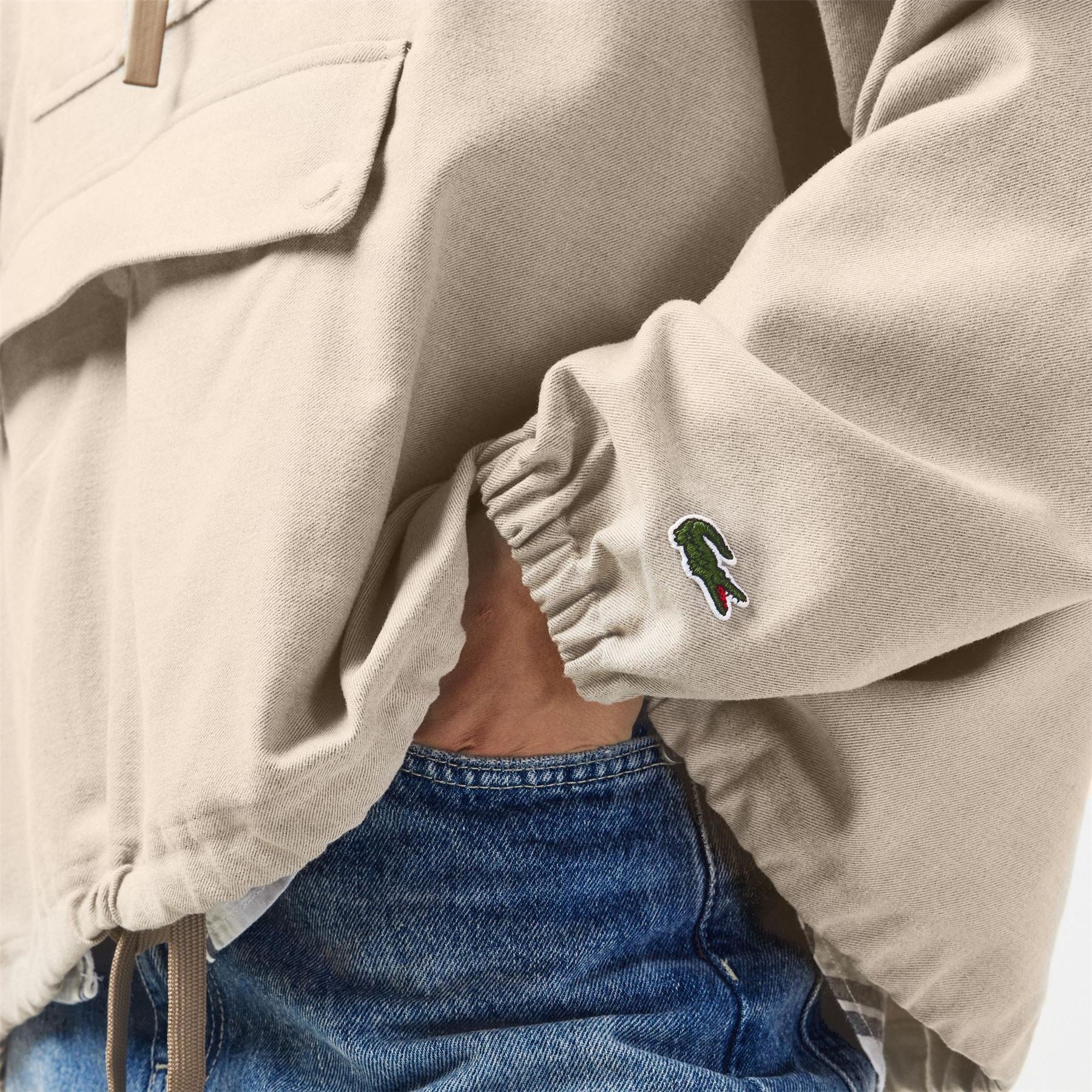 Lacoste Cropped Relaxed Fit Hooded Sweatshirt