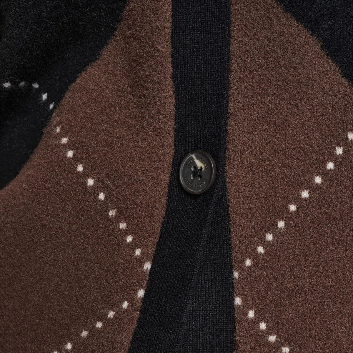 DKNY Fuzzy Argyle Elbow Sleeve Cardigan