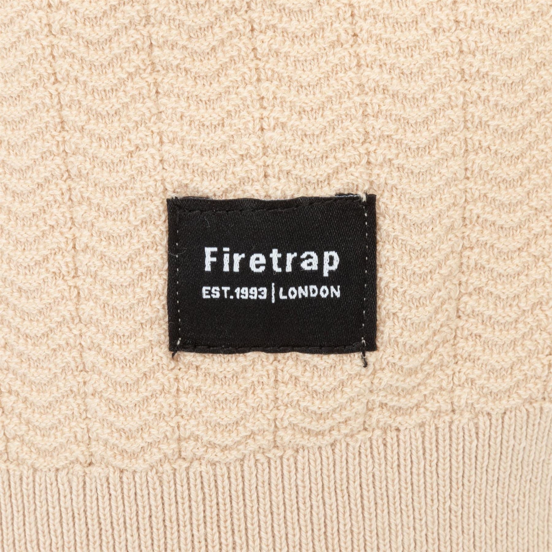 Firetrap Quarter Zip Short Sleeve Ribbed Knit Polo