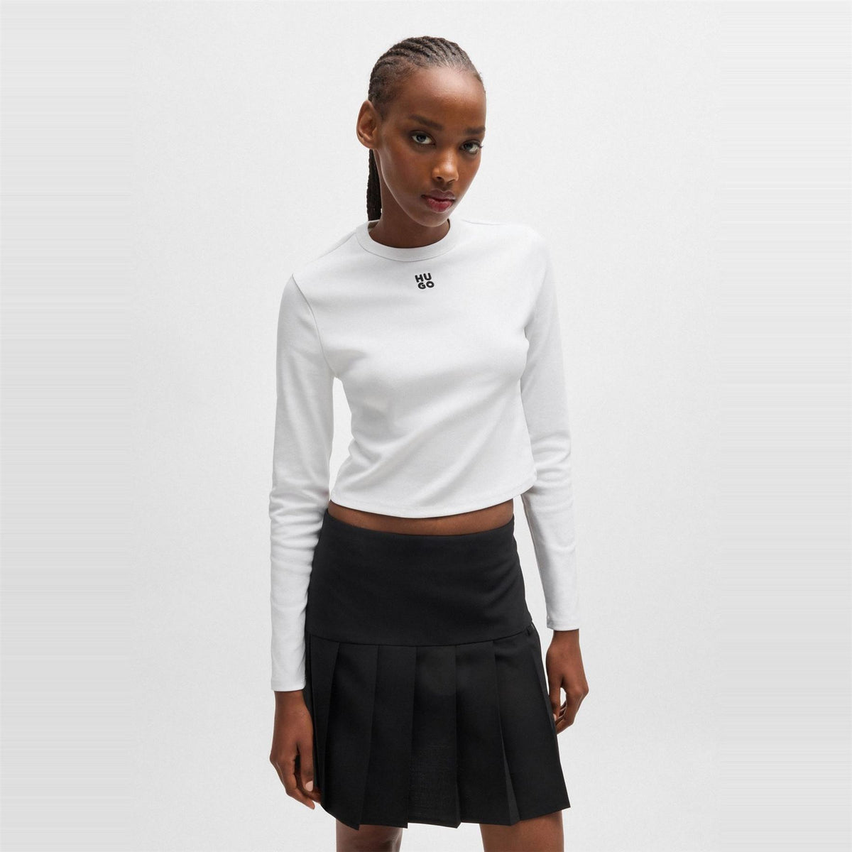 Hugo Cropped Slim Fit Long Sleeve T-Shirt