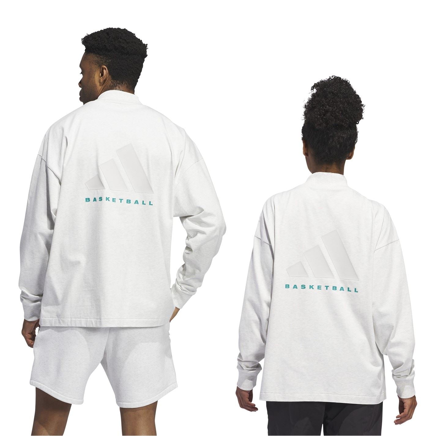 adidas Mock Neck Long Sleeve Oversize Fit Jersey T-Shirt