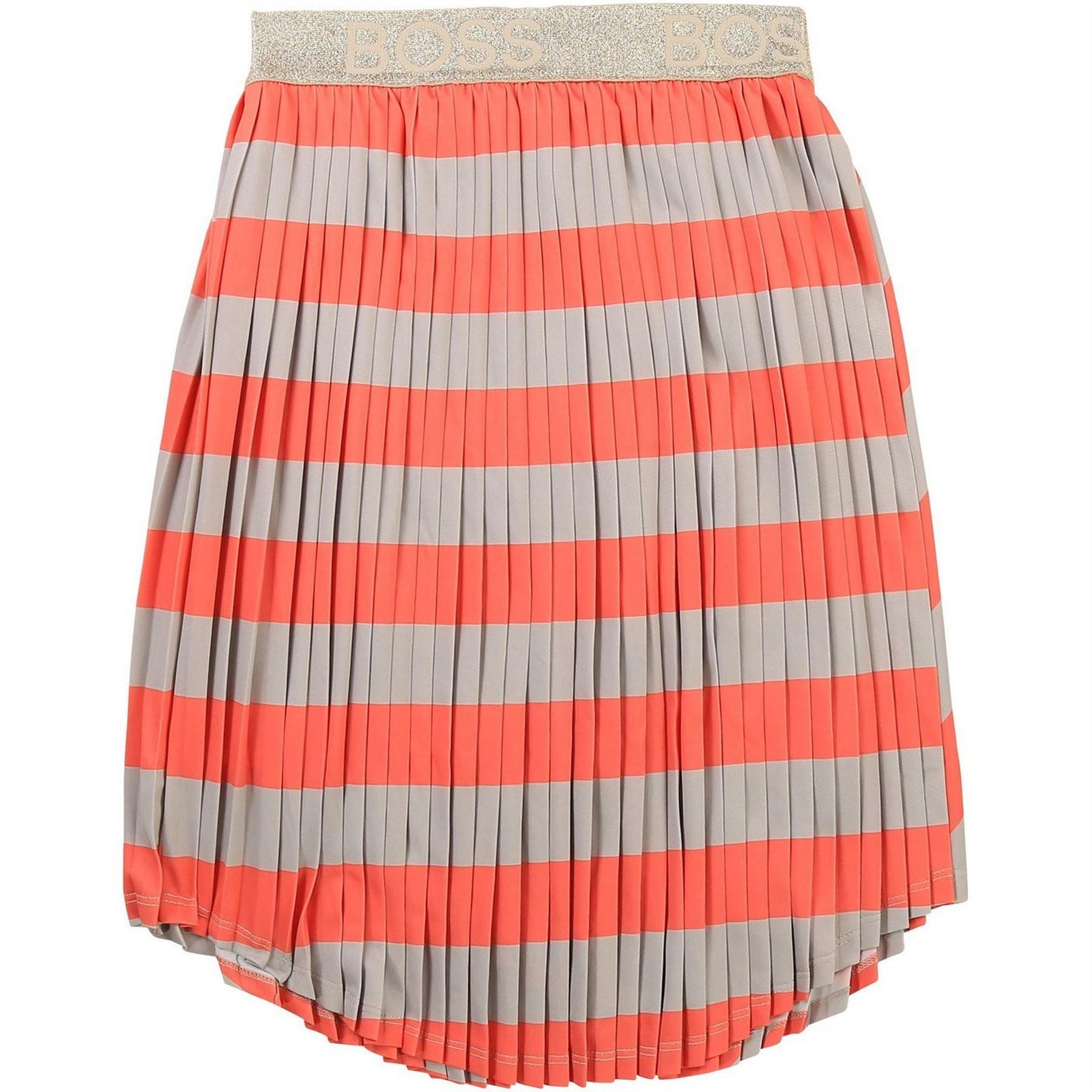 Boss Striped Pleated Skirt With Iridescent Waistband