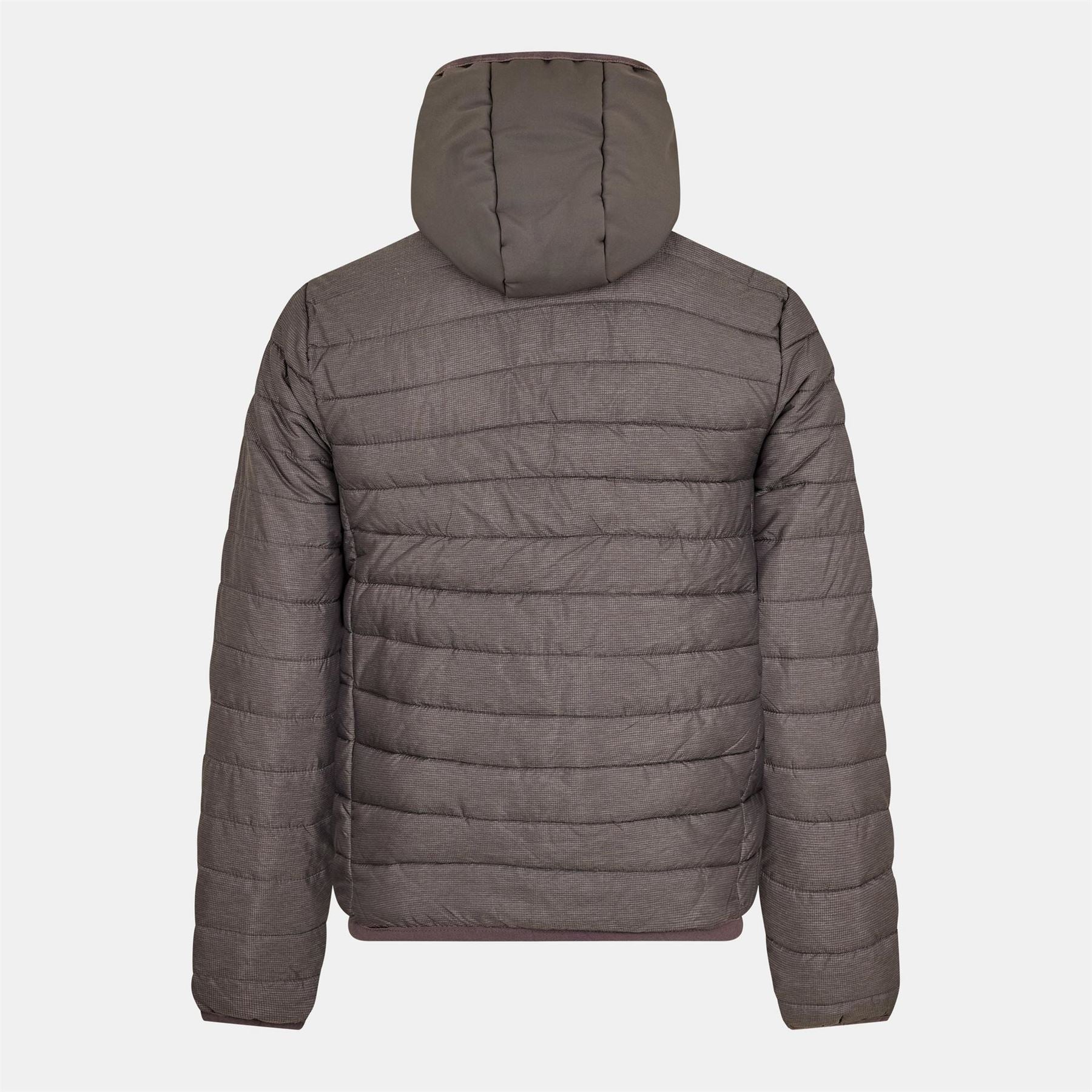 Luke Solid Patterned Hooded Ribbed Cuff Puffer Jacket